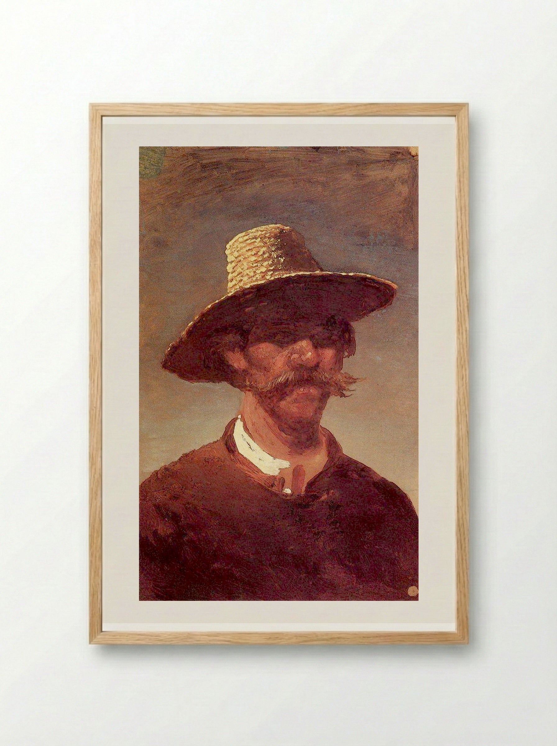 Head of a Man in a Straw Hat - Arkhip Kuindzhi - Framed Print Wood