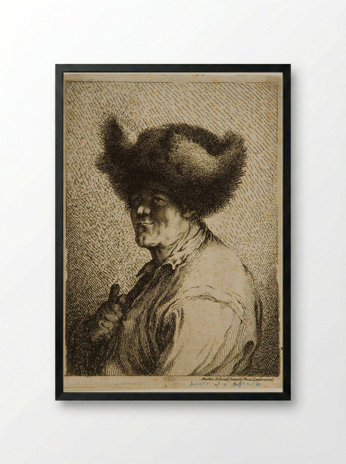 Head of a Man - Ferdinand Landerer - Framed Print Black