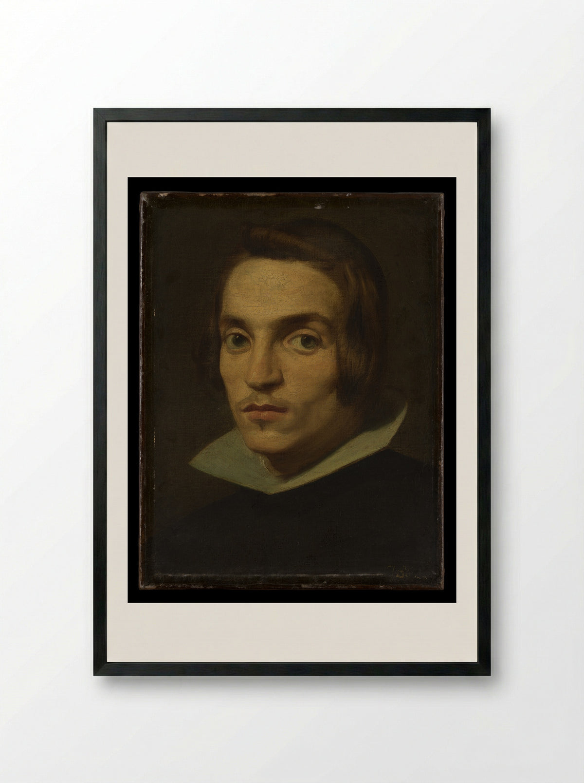 Head of a Man - Spanish (Castilian) Painter - Framed Print Black