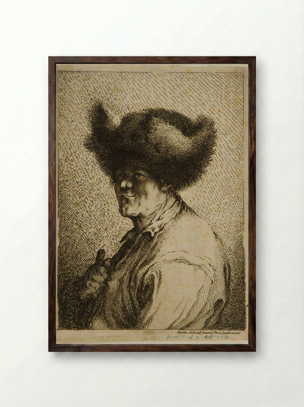 Head of a Man - Ferdinand Landerer - Framed Print Dark Wood