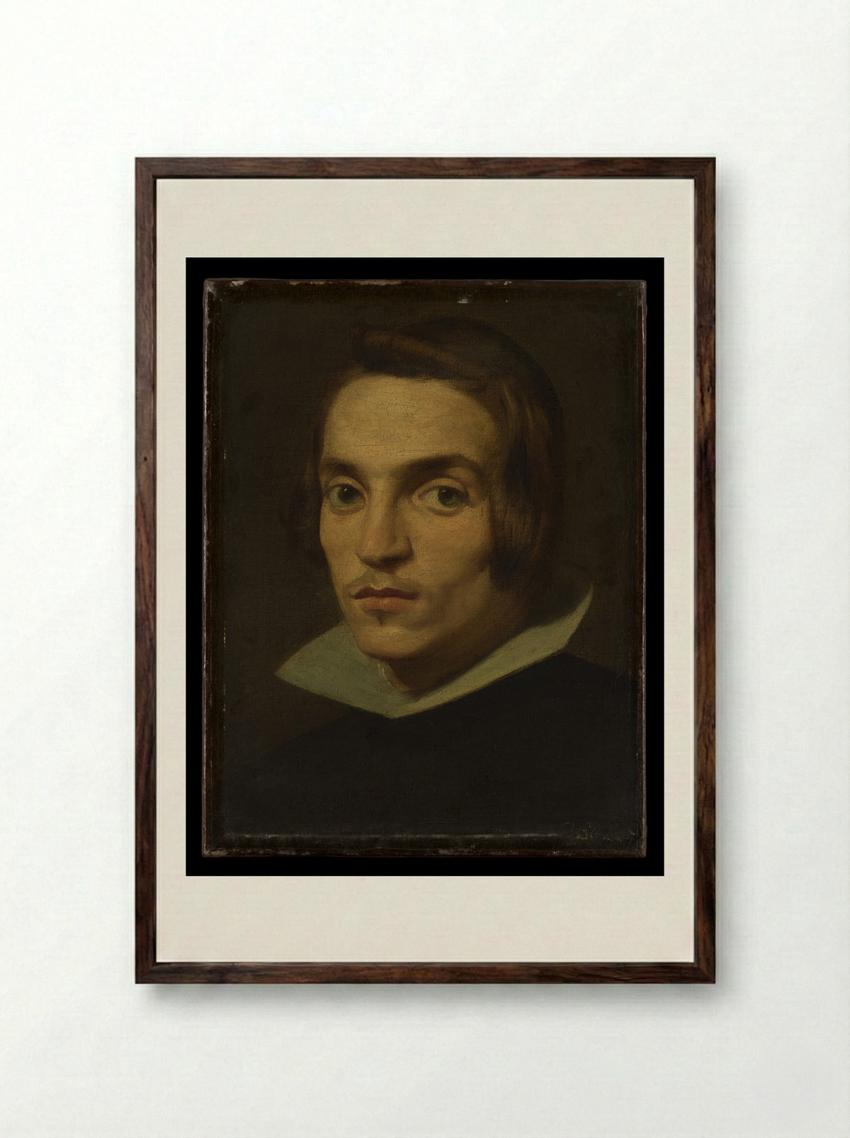 Head of a Man - Spanish (Castilian) Painter - Framed Print Dark Wood