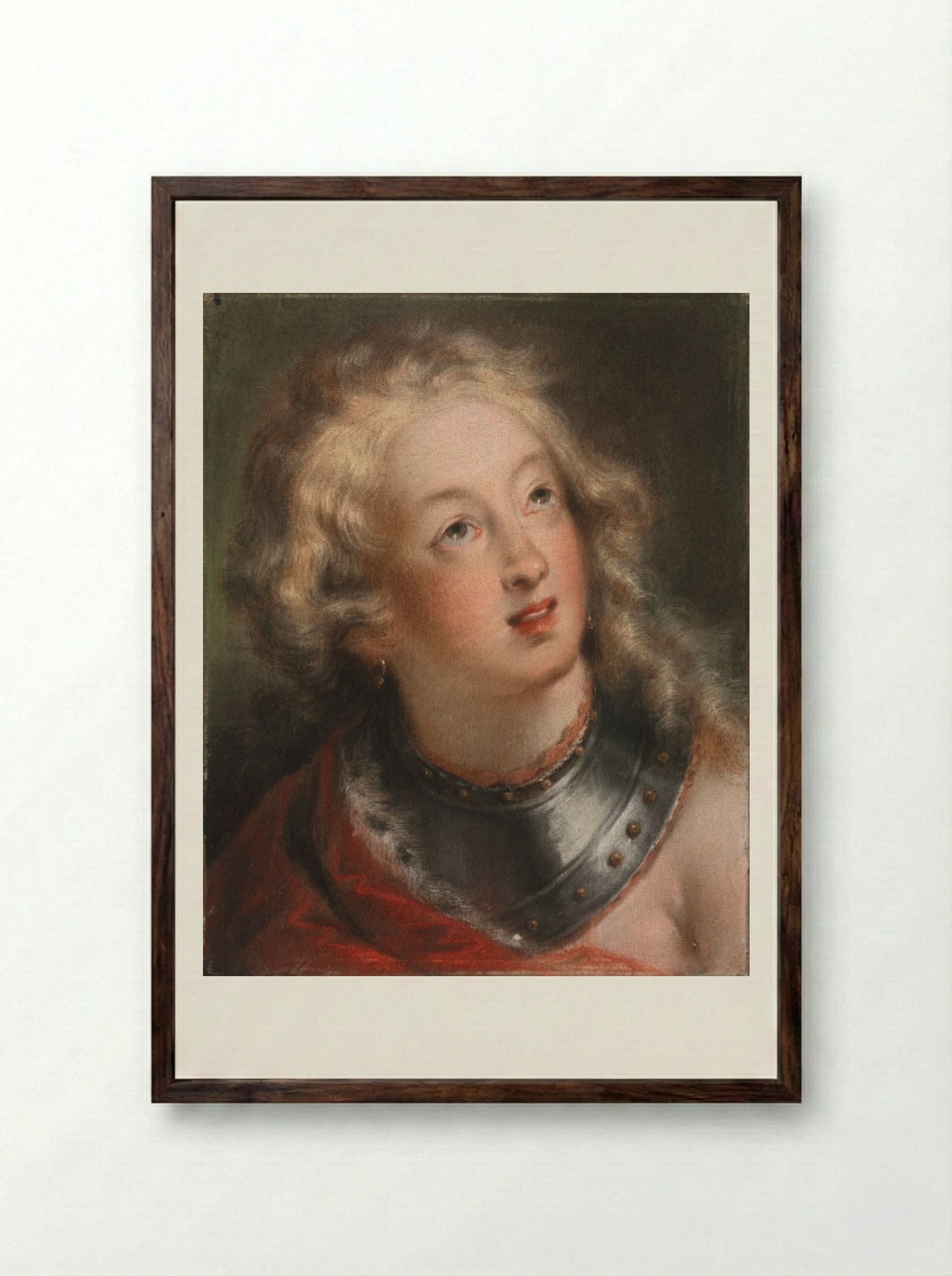 Head of a Woman (Beatrice) - Rosalba Carriera - Framed Print Dark Wood