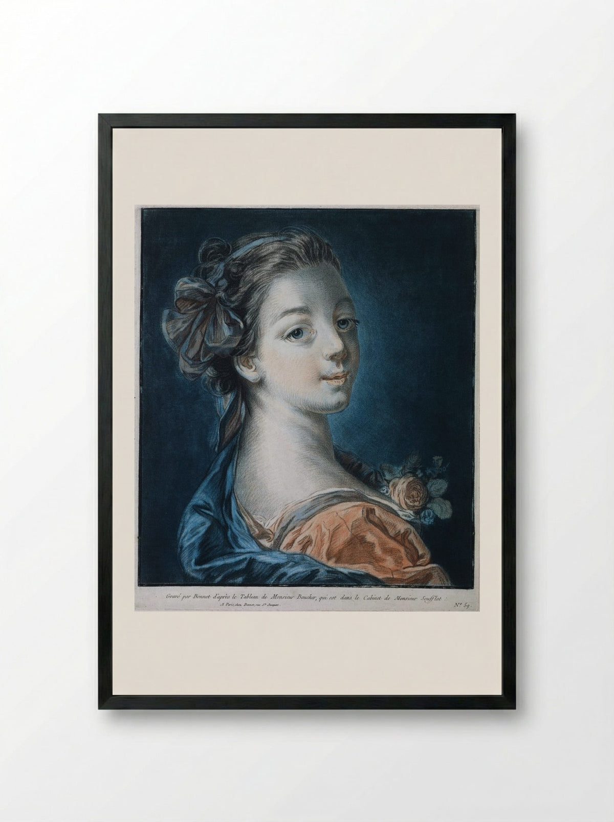 Head of a Woman (Mme. Deshayes?) - Louis-Marin Bonnet - Framed Print Black