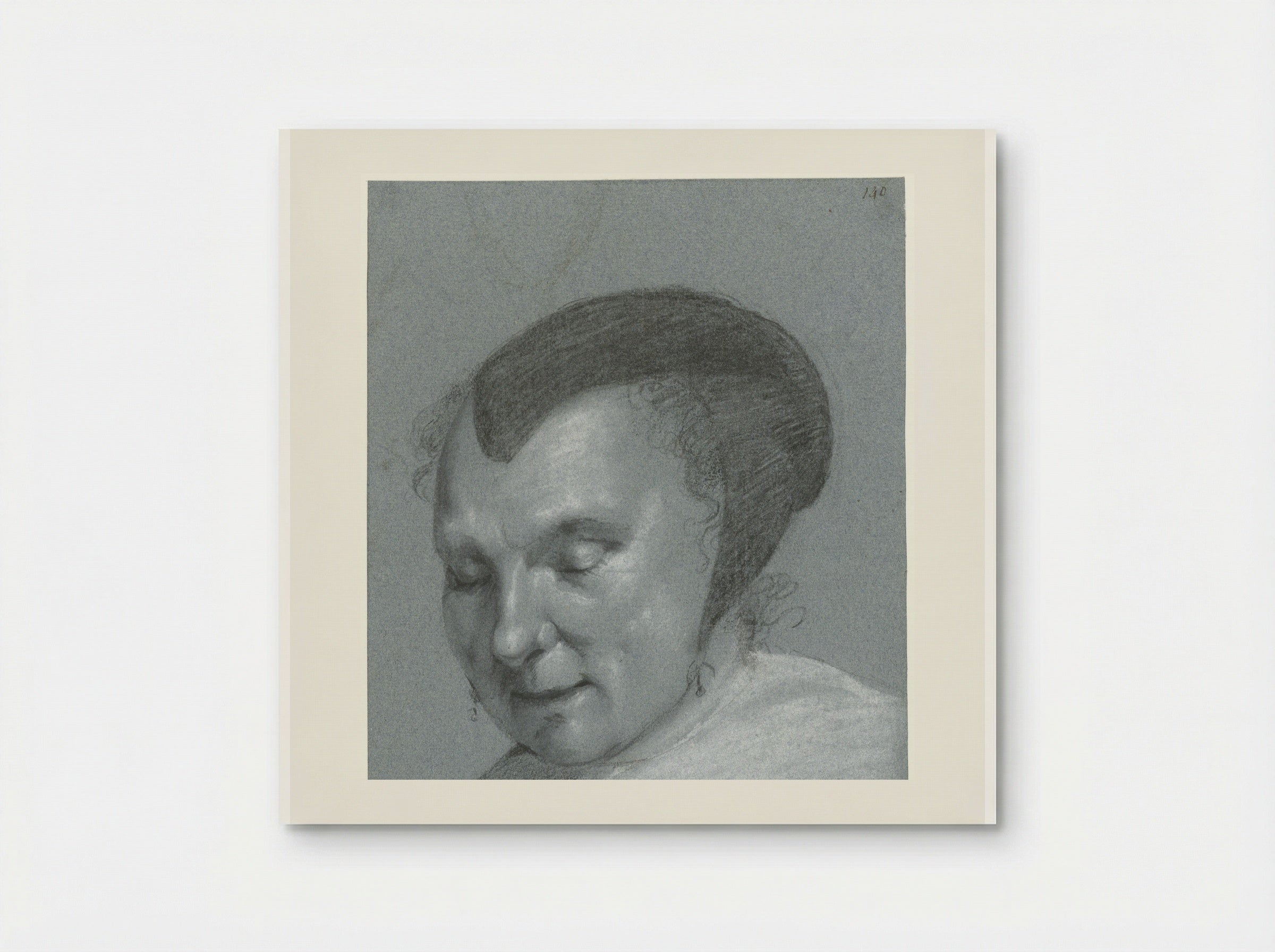 Head of a Woman with a Black Cap, Facing Left - Moses ter Borch - Poster