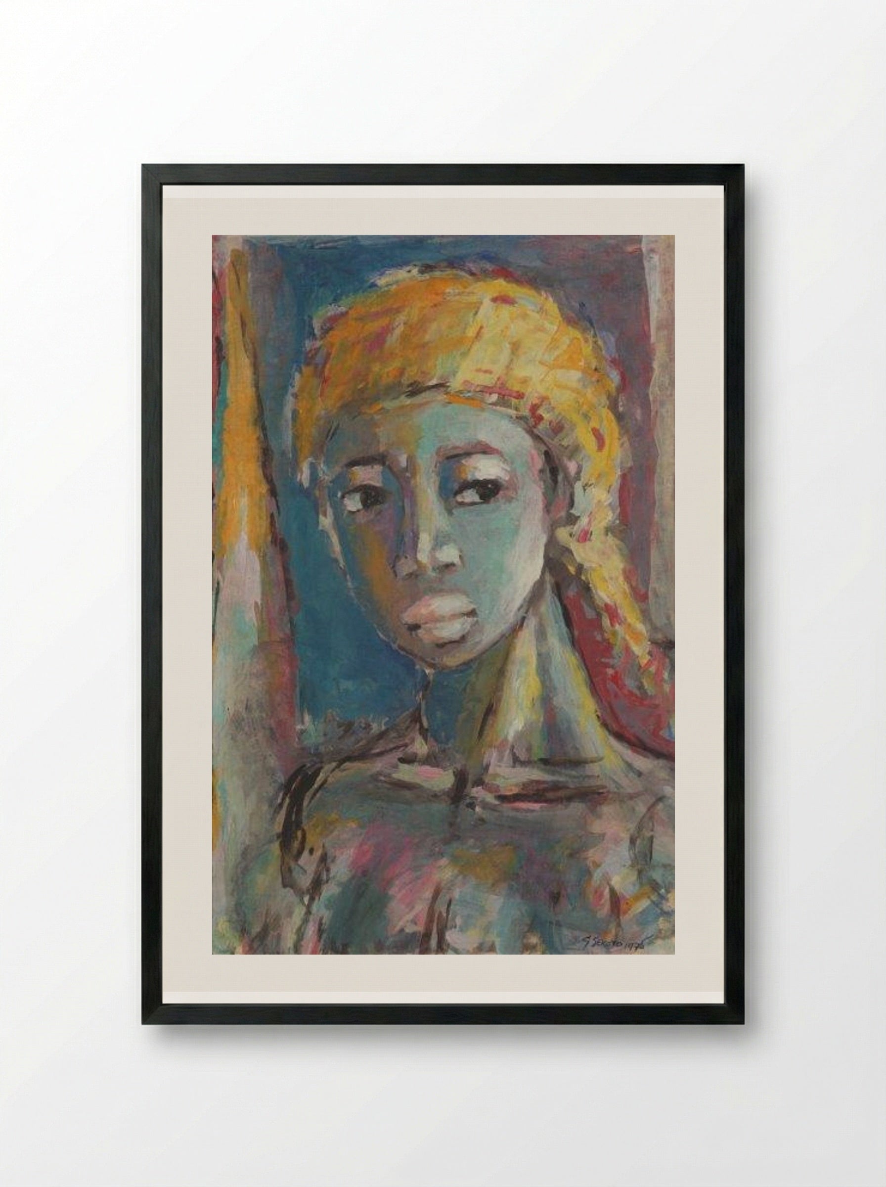 Head of a Woman - Gerard Sekoto - Framed Print Black