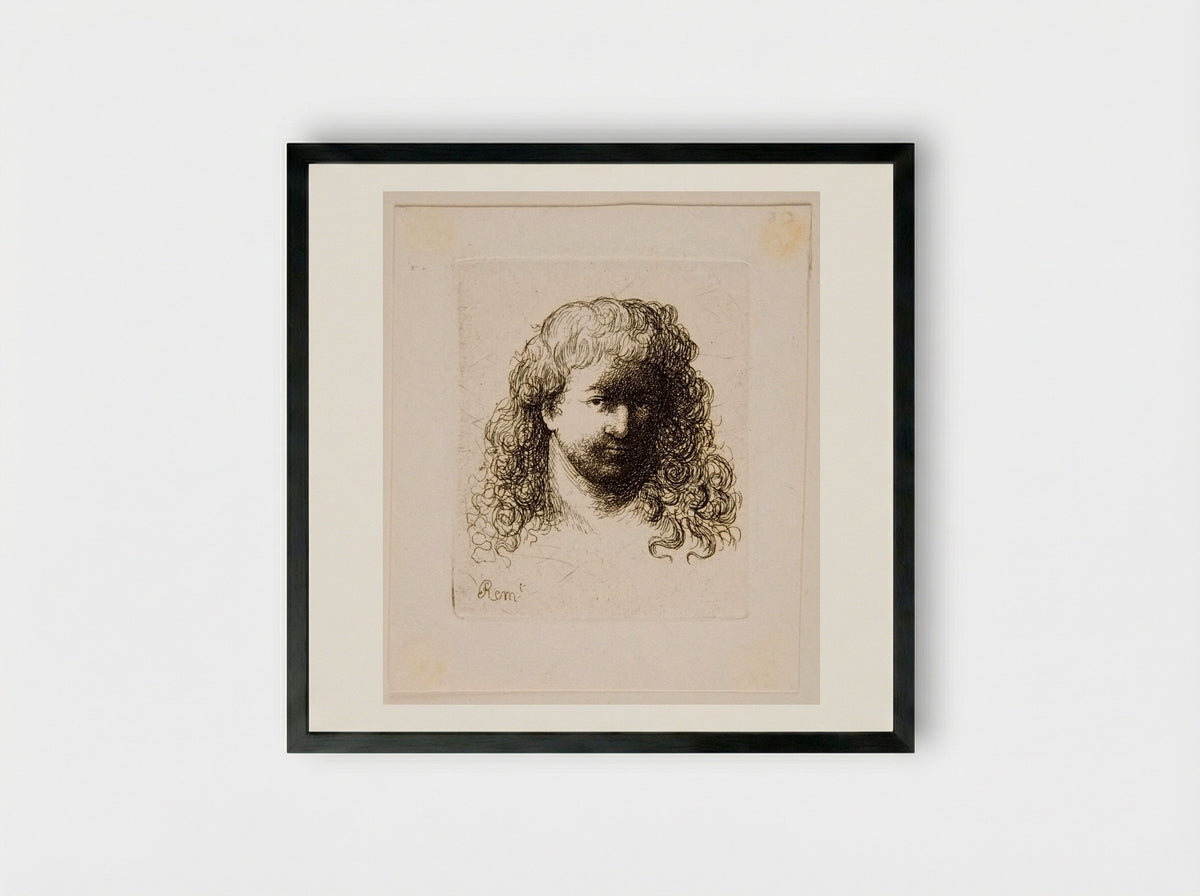Head of a Young Man with Long Hair - David Deuchar - Framed Print Black