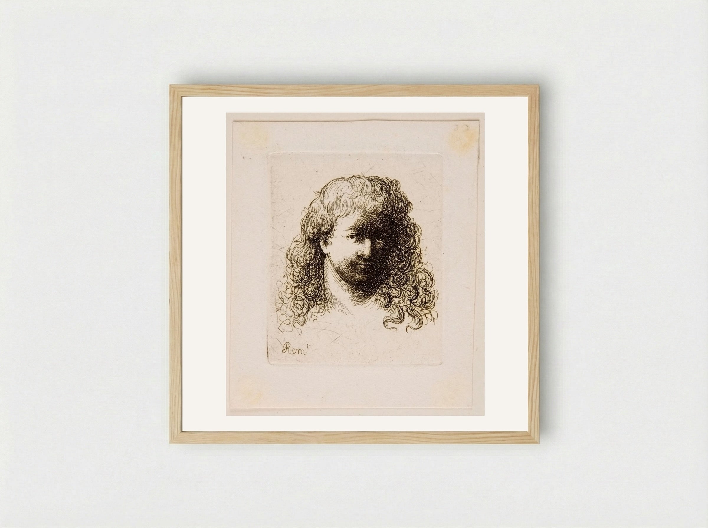 Head of a Young Man with Long Hair - David Deuchar - Framed Print Wood