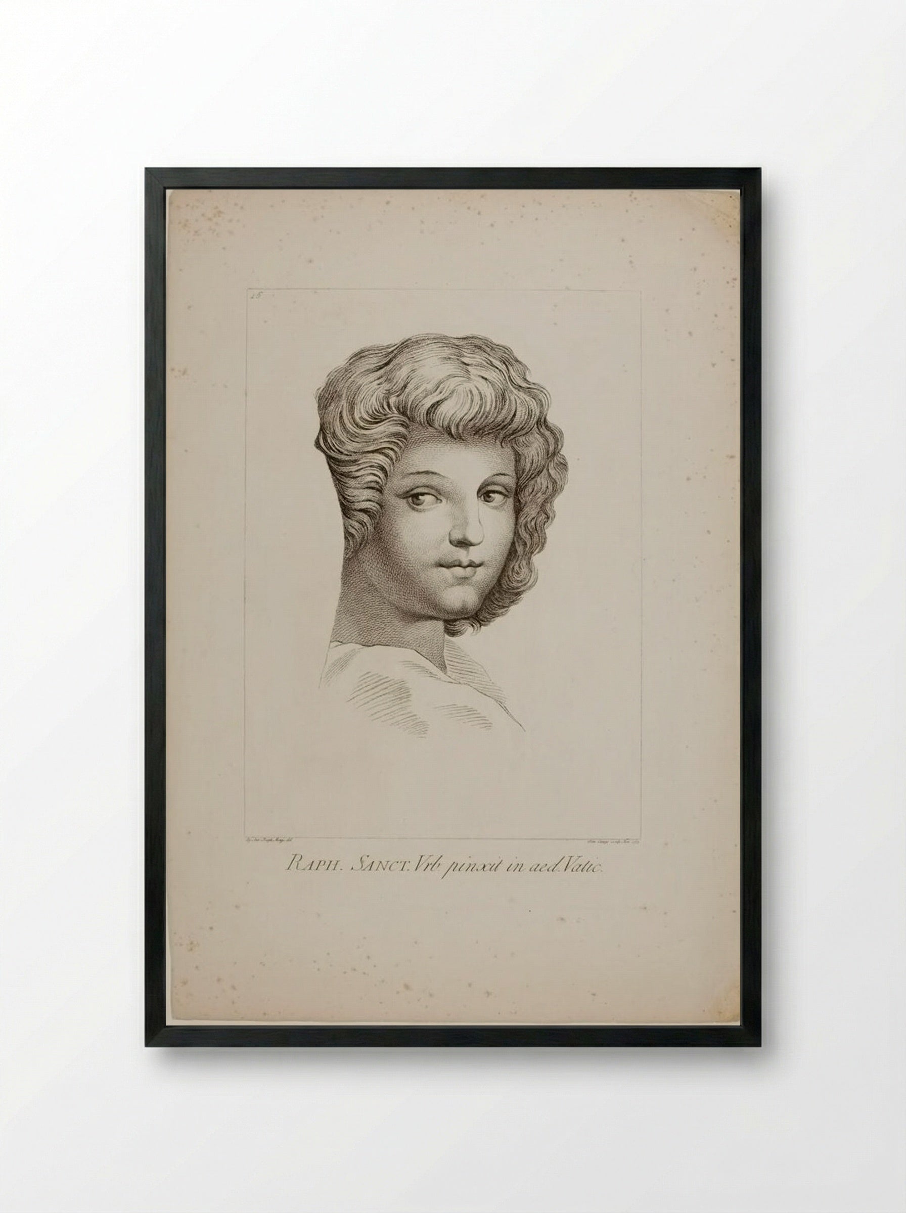 Head of a Youth, from Raphael's School of Athens - Domenico Cunego - Framed Print Black