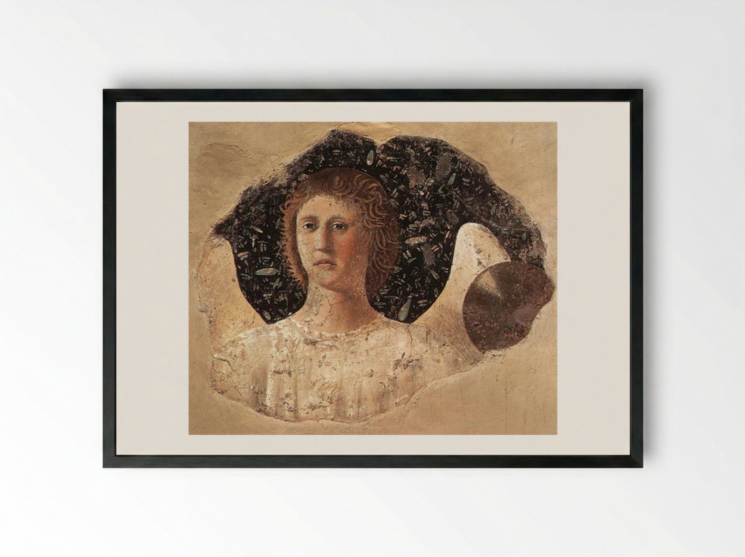 Head of an Angel - Piero della Francesca - Framed Print Black