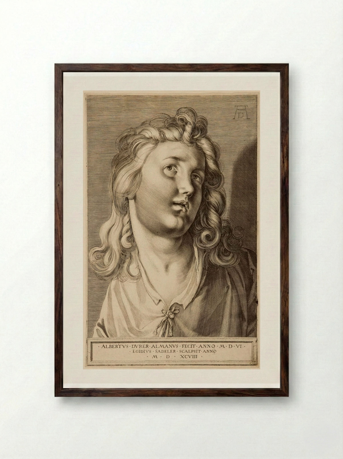 Head of an Angel - Aegidius Sadeler II - Framed Print Dark Wood