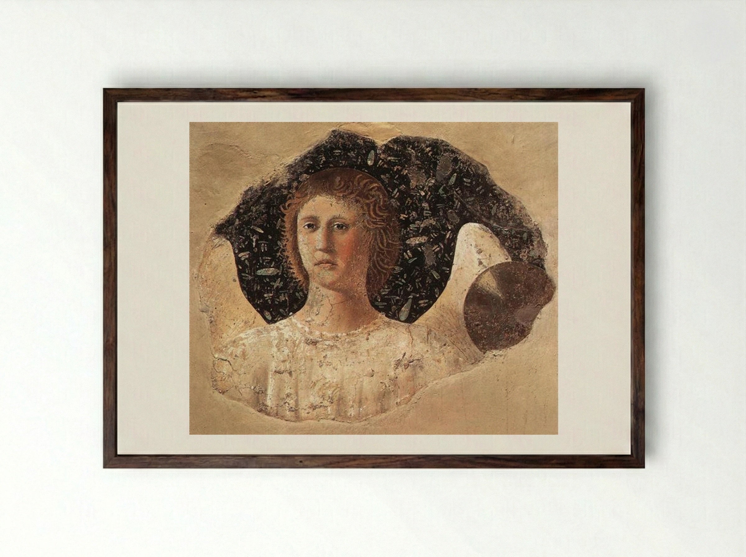 Head of an Angel - Piero della Francesca - Framed Print Dark Wood