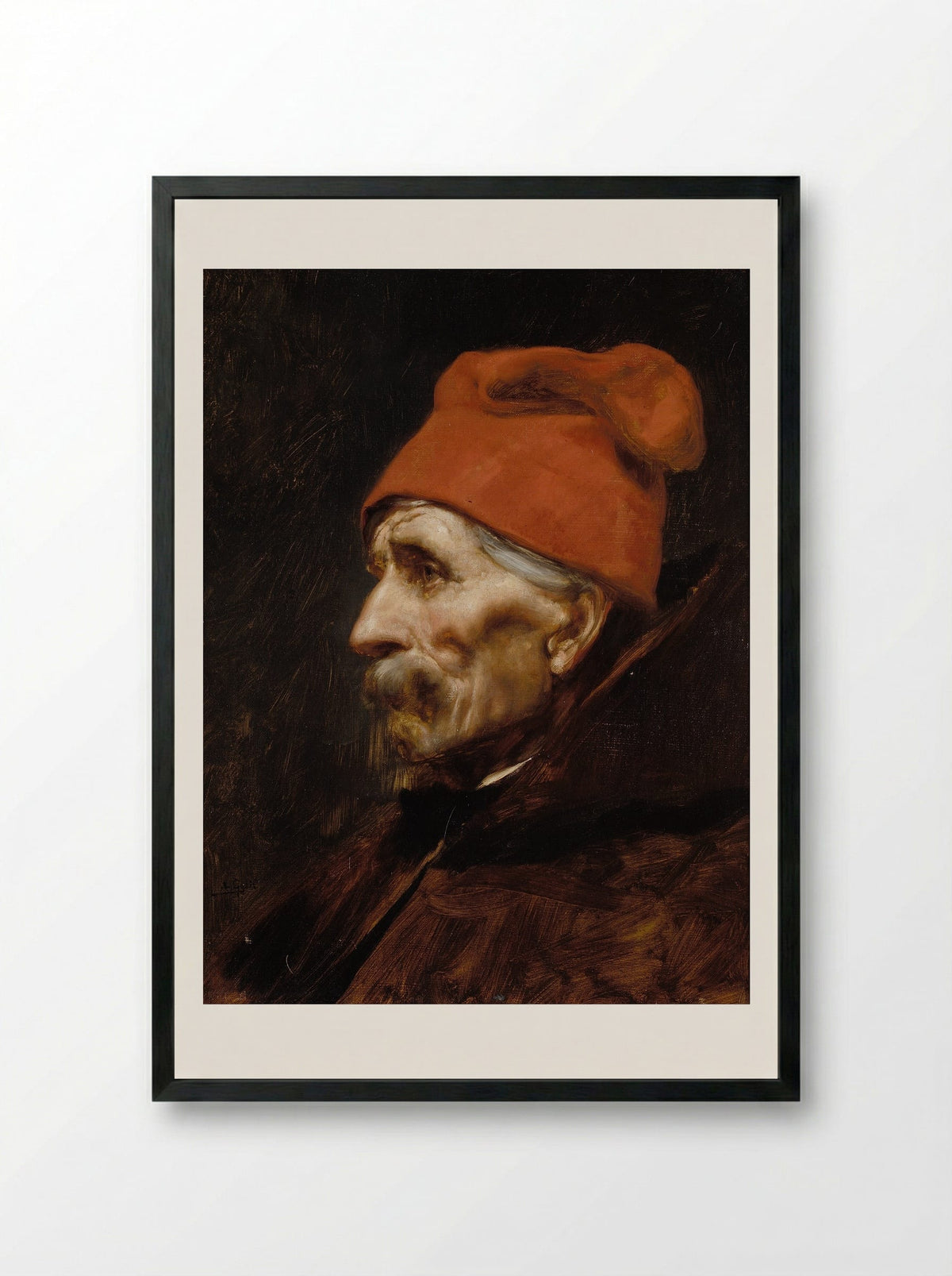 Head of an Old Man - Nikolaos Gyzis - Framed Print Black