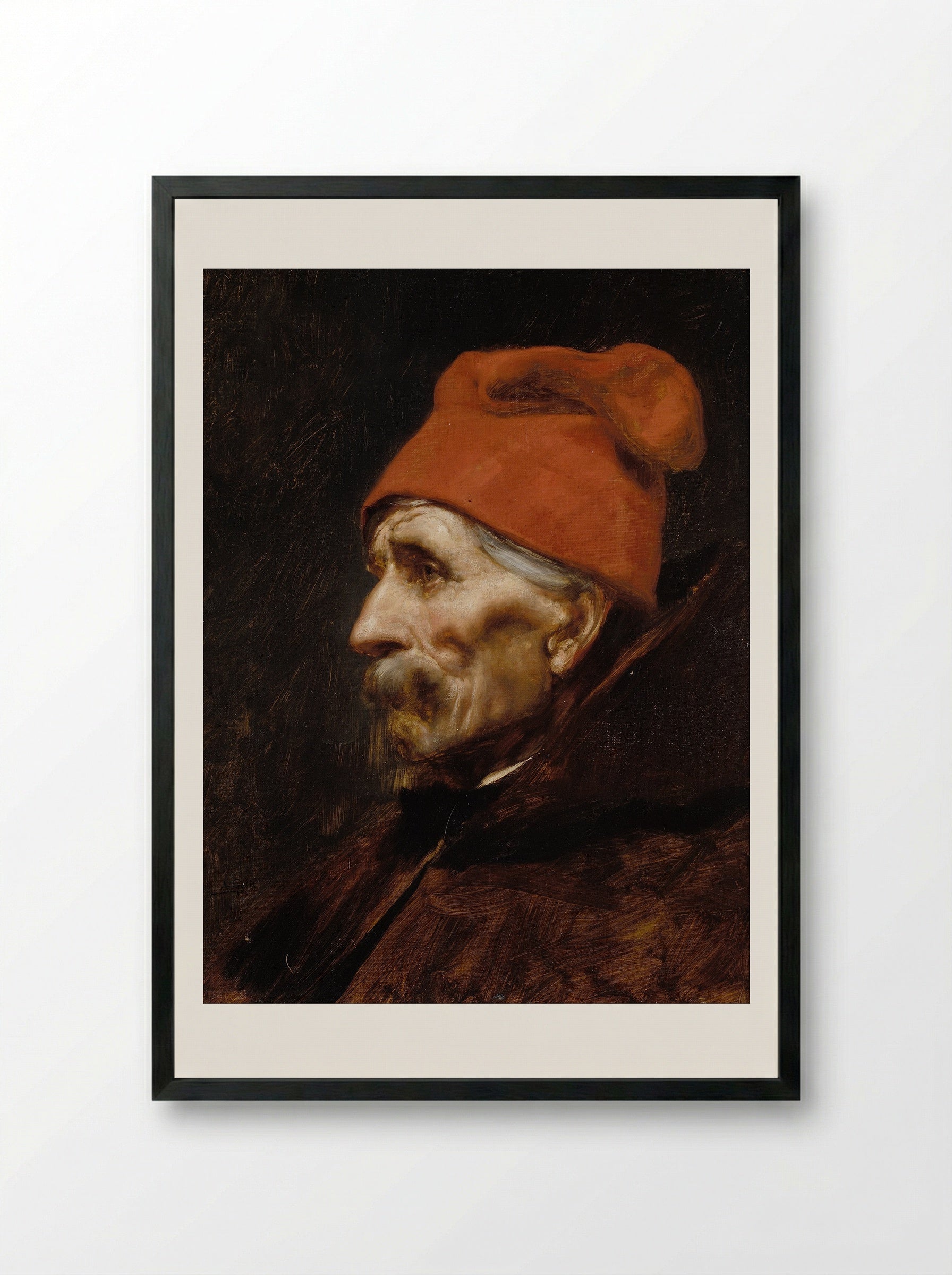 Head of an Old Man - Nikolaos Gyzis - Framed Print Black