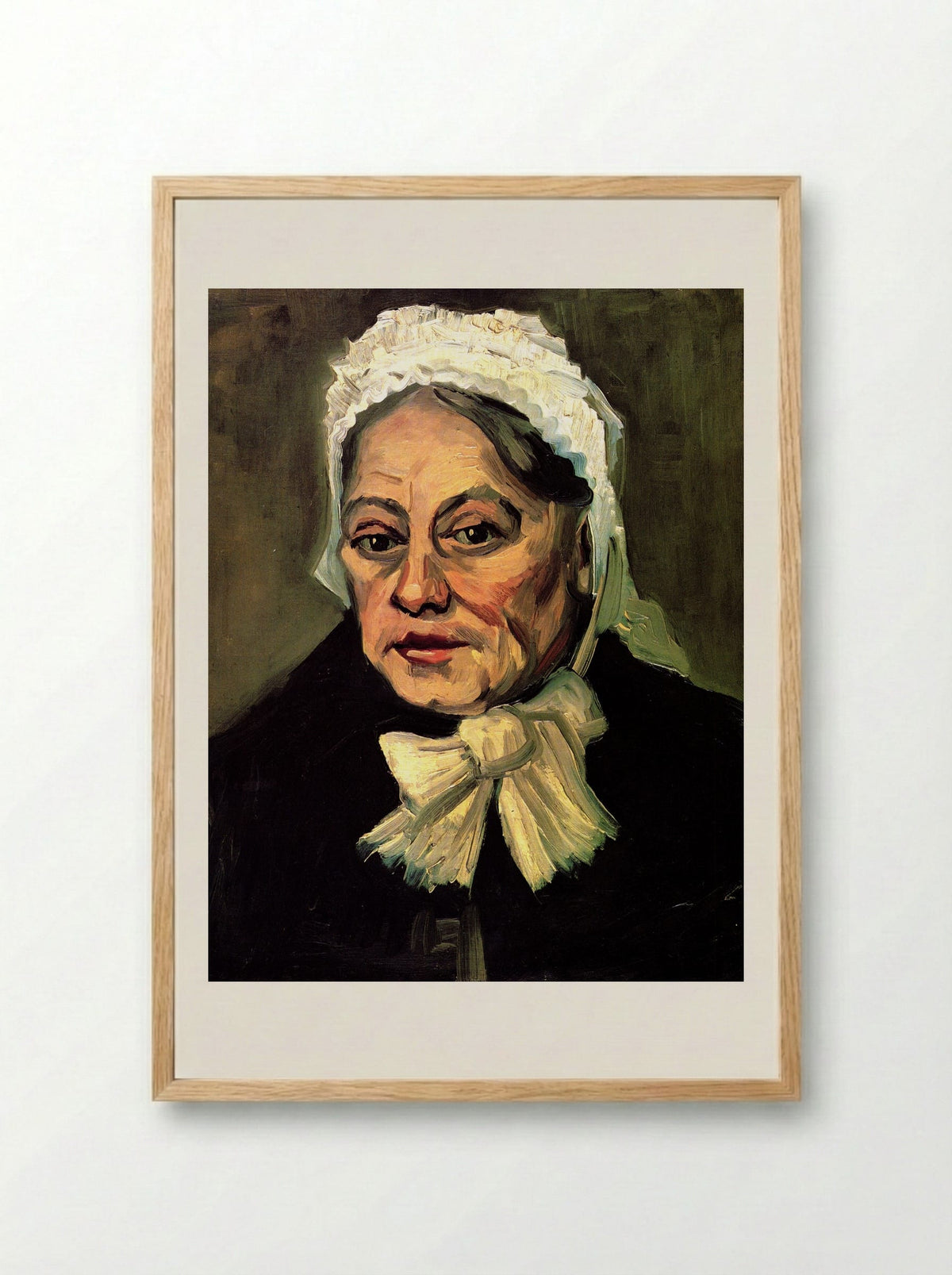 Head of an Old Woman with White Cap (The Midwife) - Vincent van Gogh - Framed Print Wood