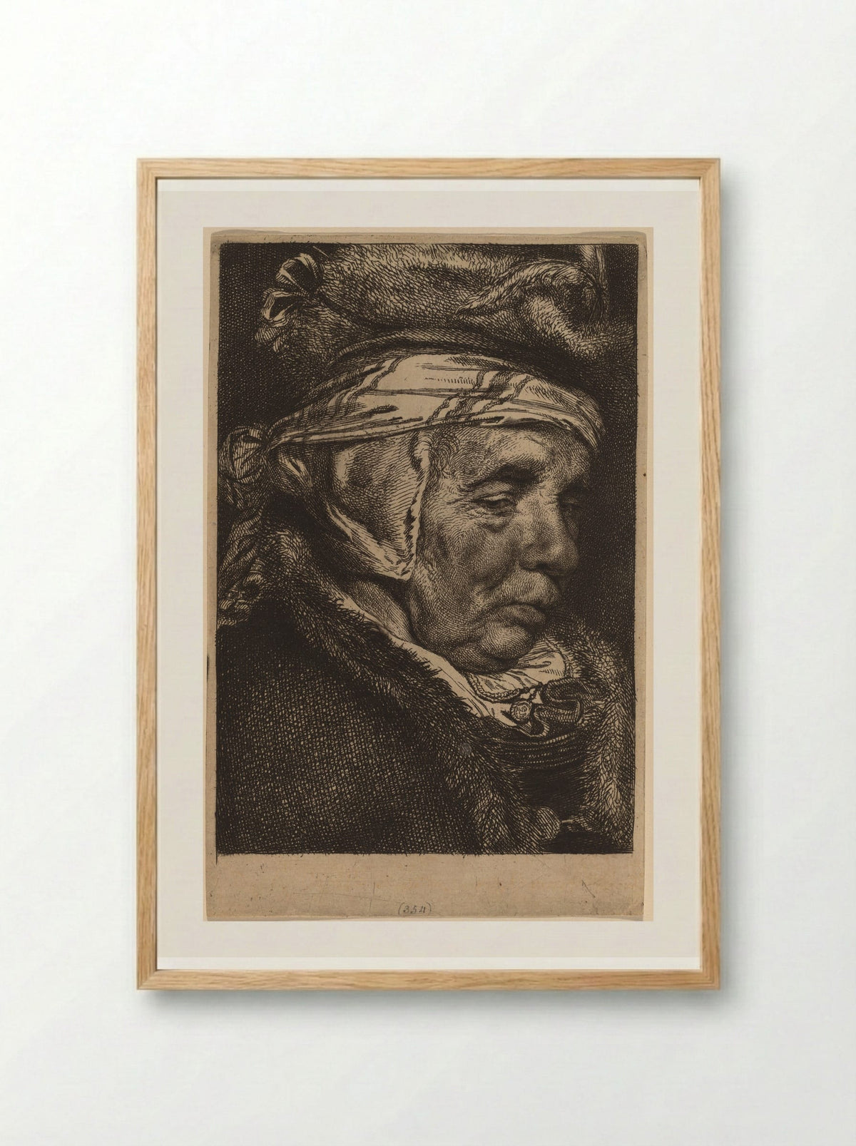 Head of an Old Woman - Cornelis Visscher - Framed Print Wood
