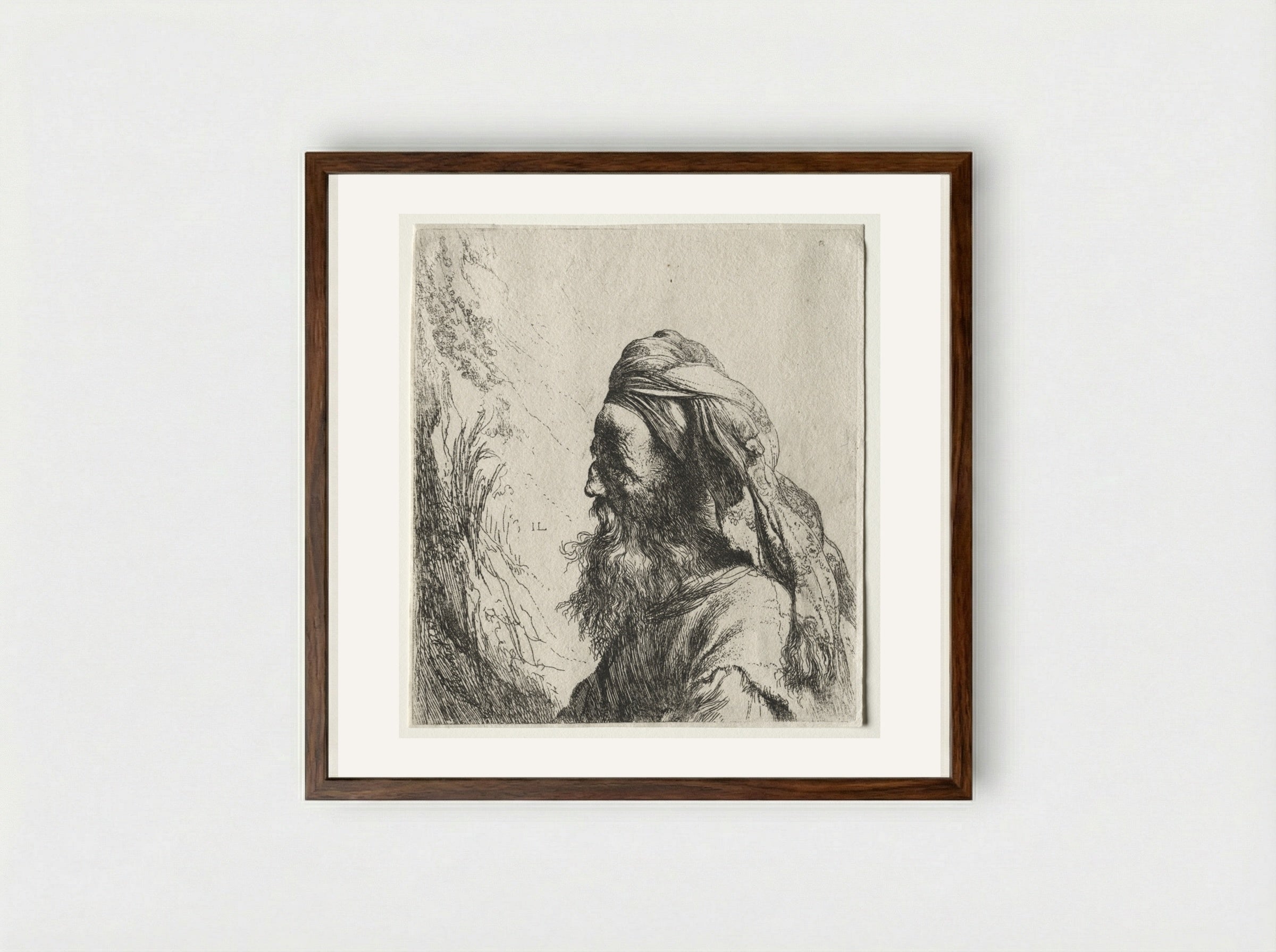 Head of an Oriental - Jan Lievens - Framed Print Dark Wood