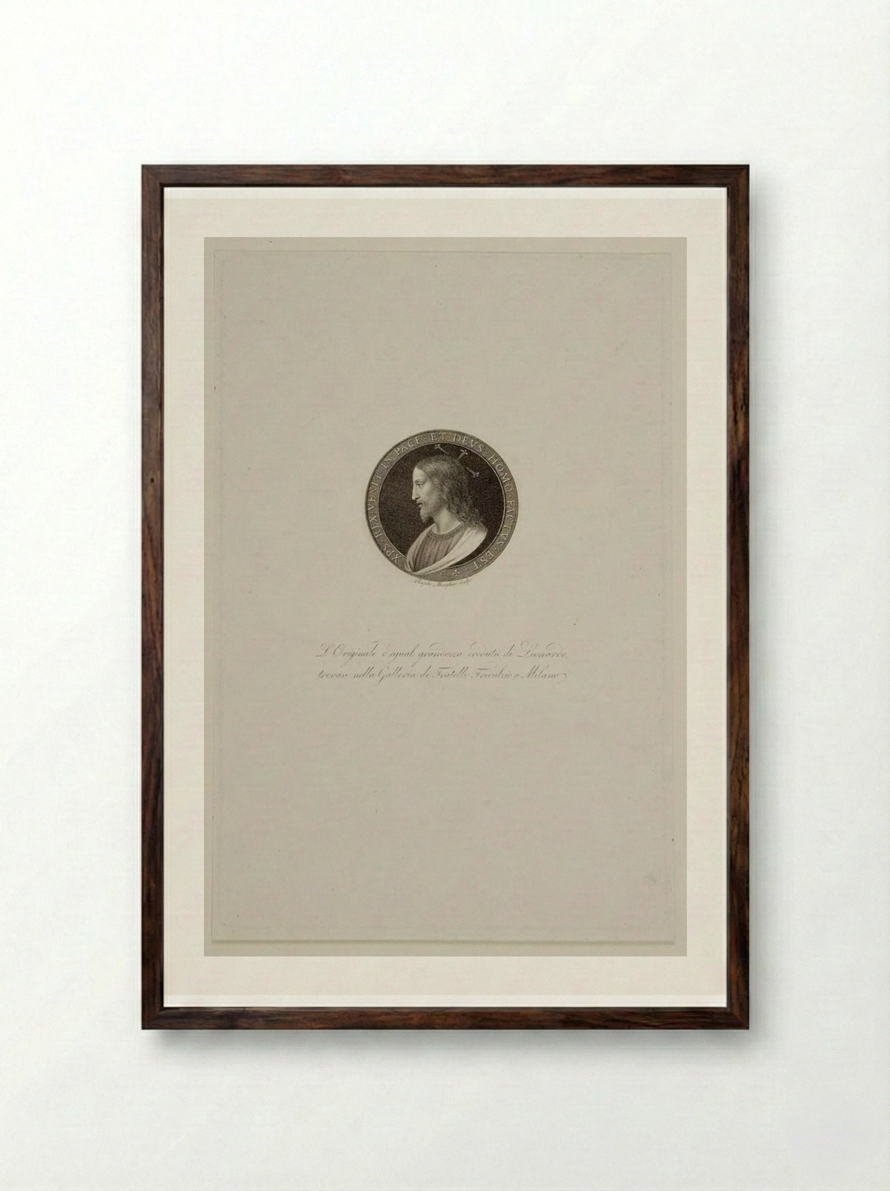 Head of the Savior - Raphael Morghen - Framed Print Dark Wood