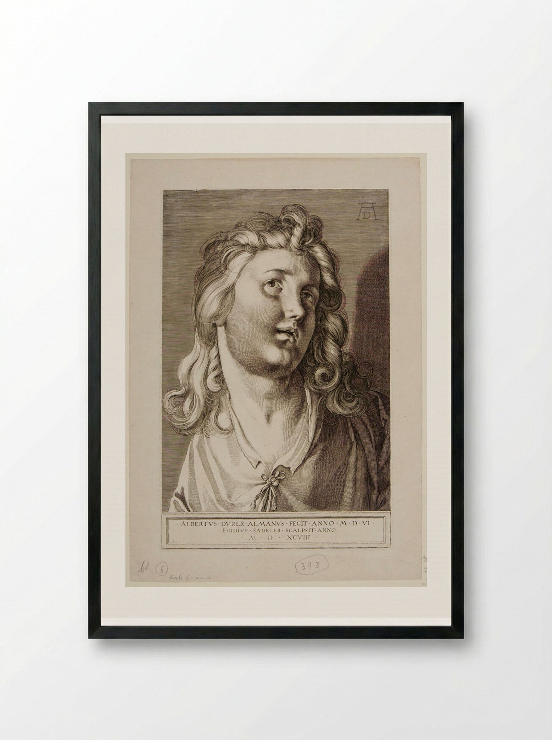 Head of the Twelve-Year-Old Christ - Aegidius Sadeler II - Framed Print Black