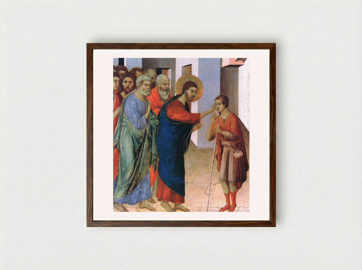Healing the Man Born Blind - Duccio di Buoninsegna - Framed Print Dark Wood