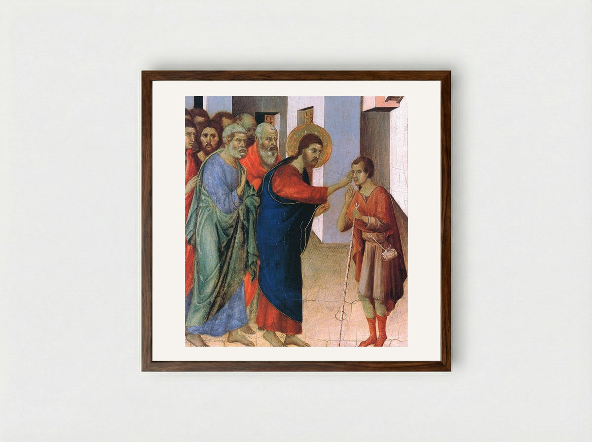 Healing the Man Born Blind - Duccio di Buoninsegna - Framed Print Dark Wood