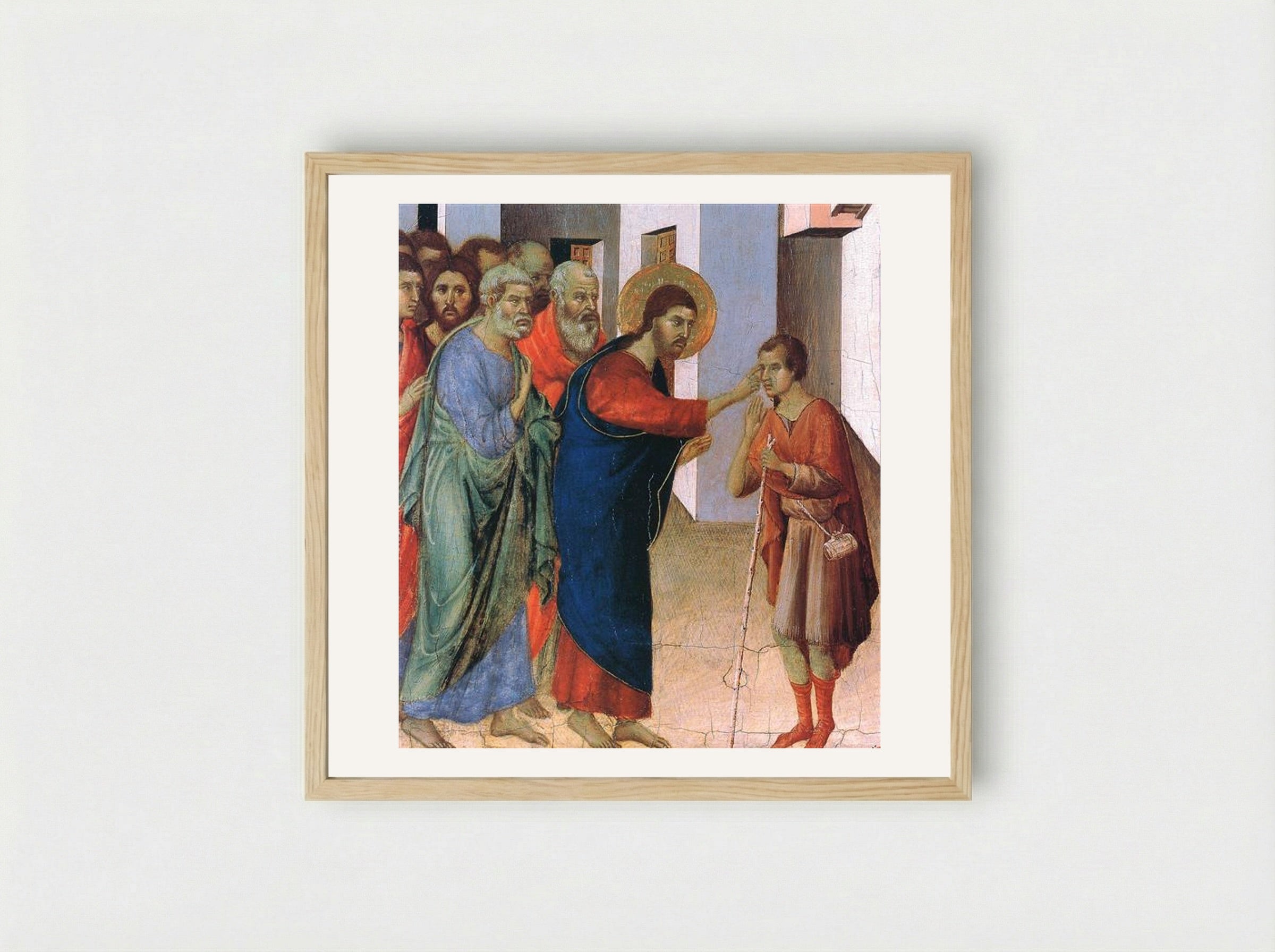 Healing the Man Born Blind - Duccio di Buoninsegna - Framed Print Wood