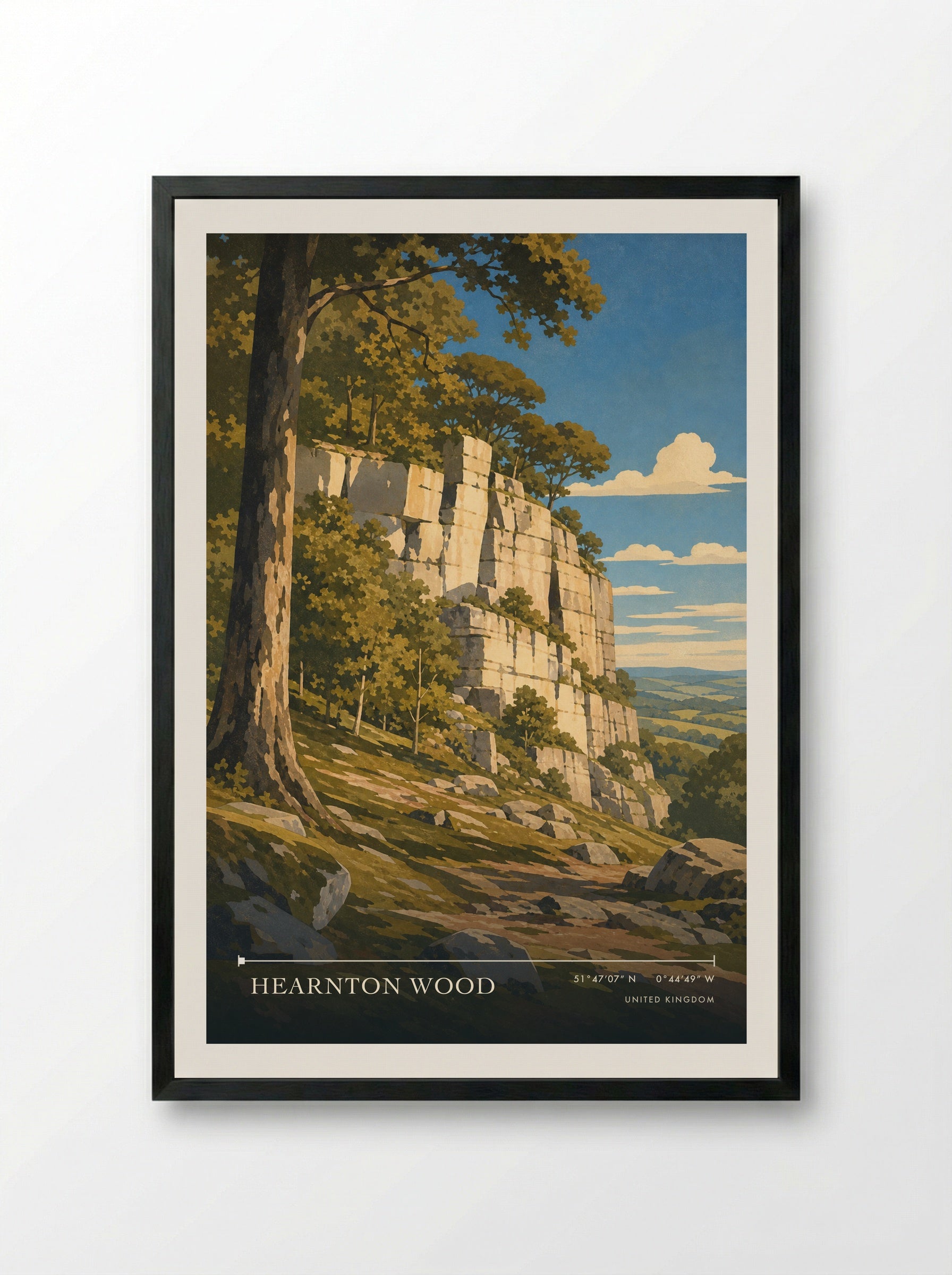 Hearnton Wood United Kingdom Travel Poster - Framed Print Black