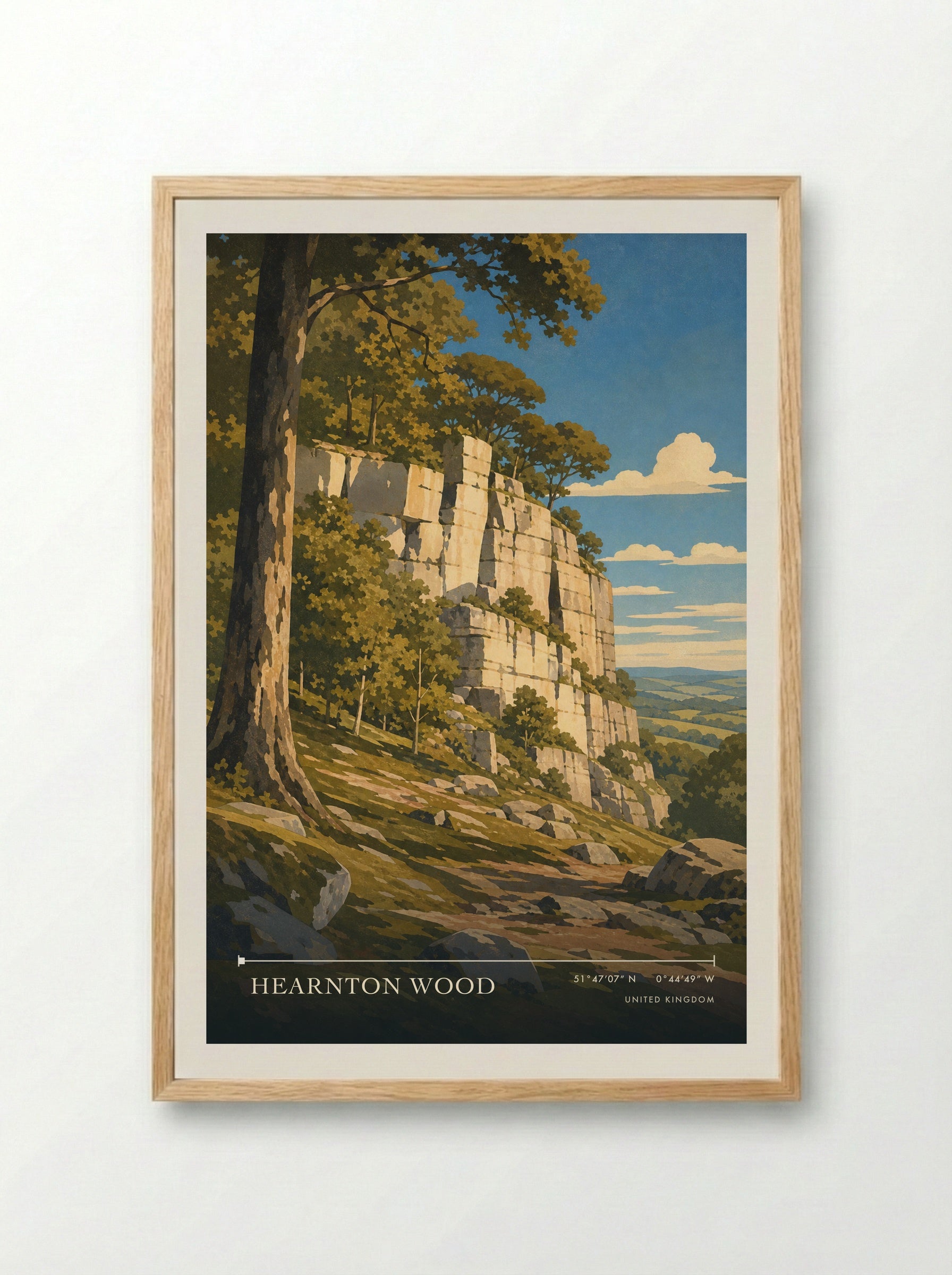 Hearnton Wood United Kingdom Travel Poster - Framed Print Wood