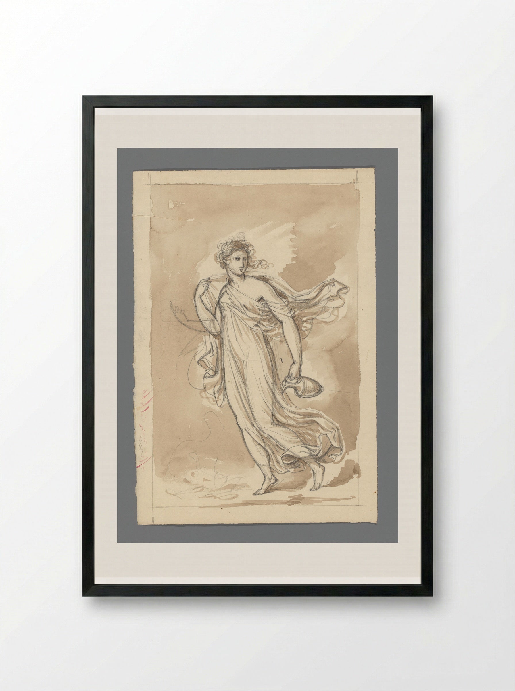 Hebe with a Pitcher, Walking Left - David Pièrre Giottino Humbert de Superville - Framed Print Black