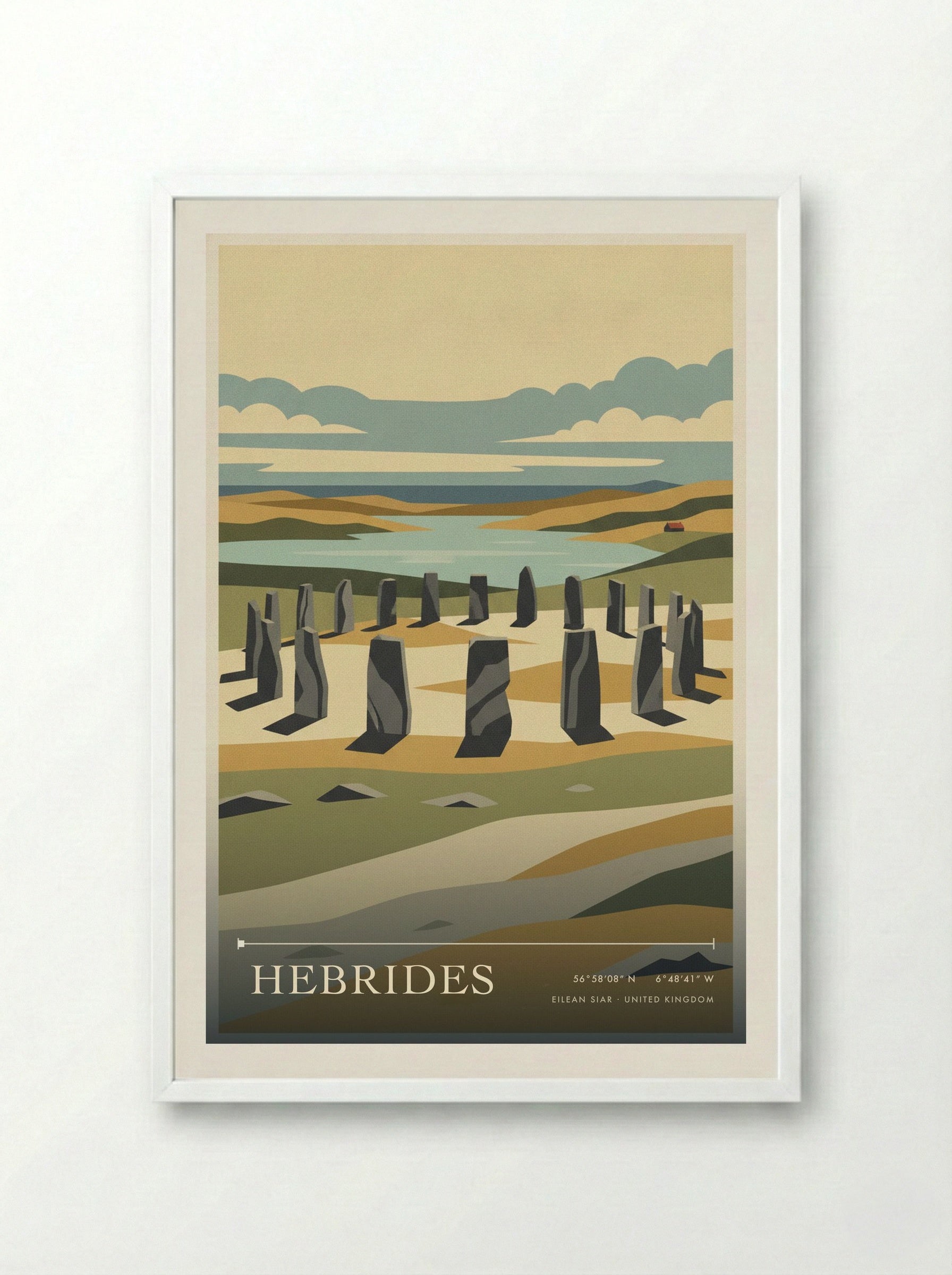 Hebrides Eilean Siar United Kingdom Travel Poster - Framed Print White