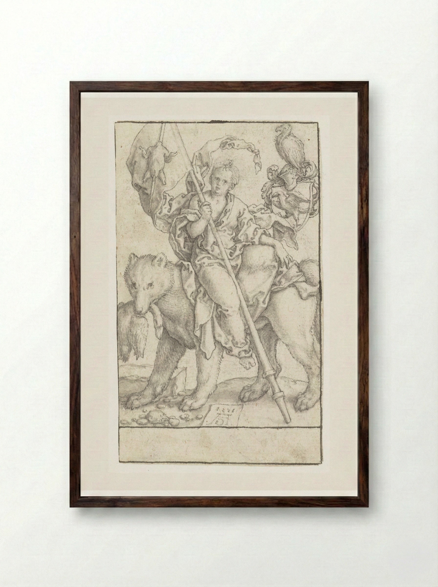 Hebzucht (Avarice) - Heinrich Aldegrever - Framed Print Dark Wood