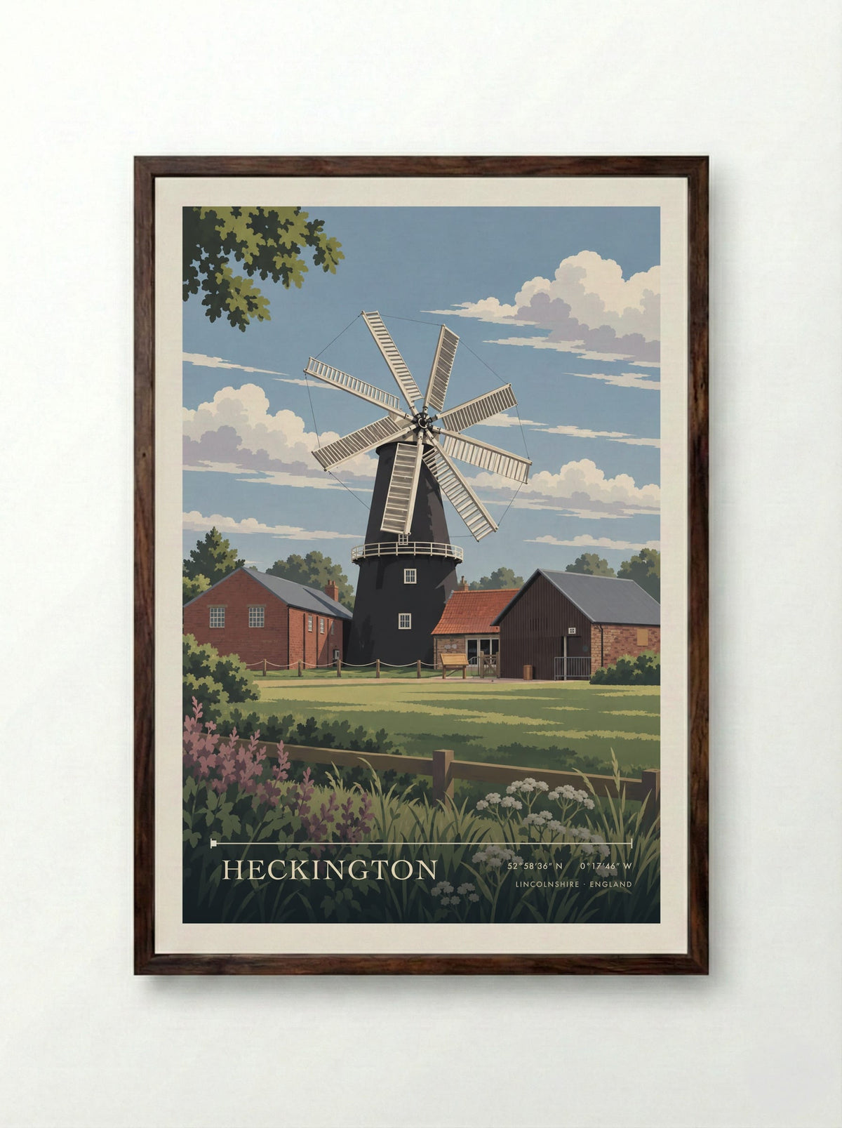 Heckington, Lincolnshire | Travel Poster - Framed Print Dark Wood