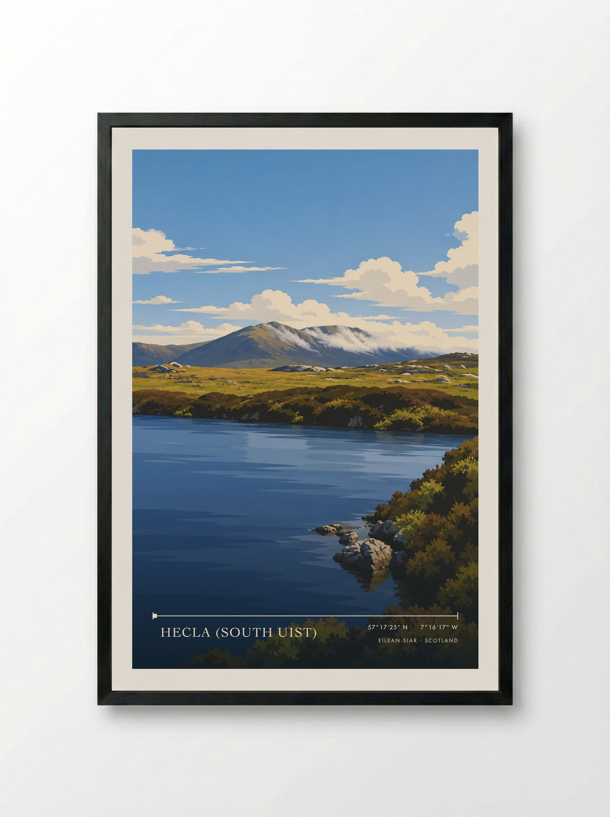 Hecla (South Uist), Eilean Siar | Travel Poster - Framed Print Black