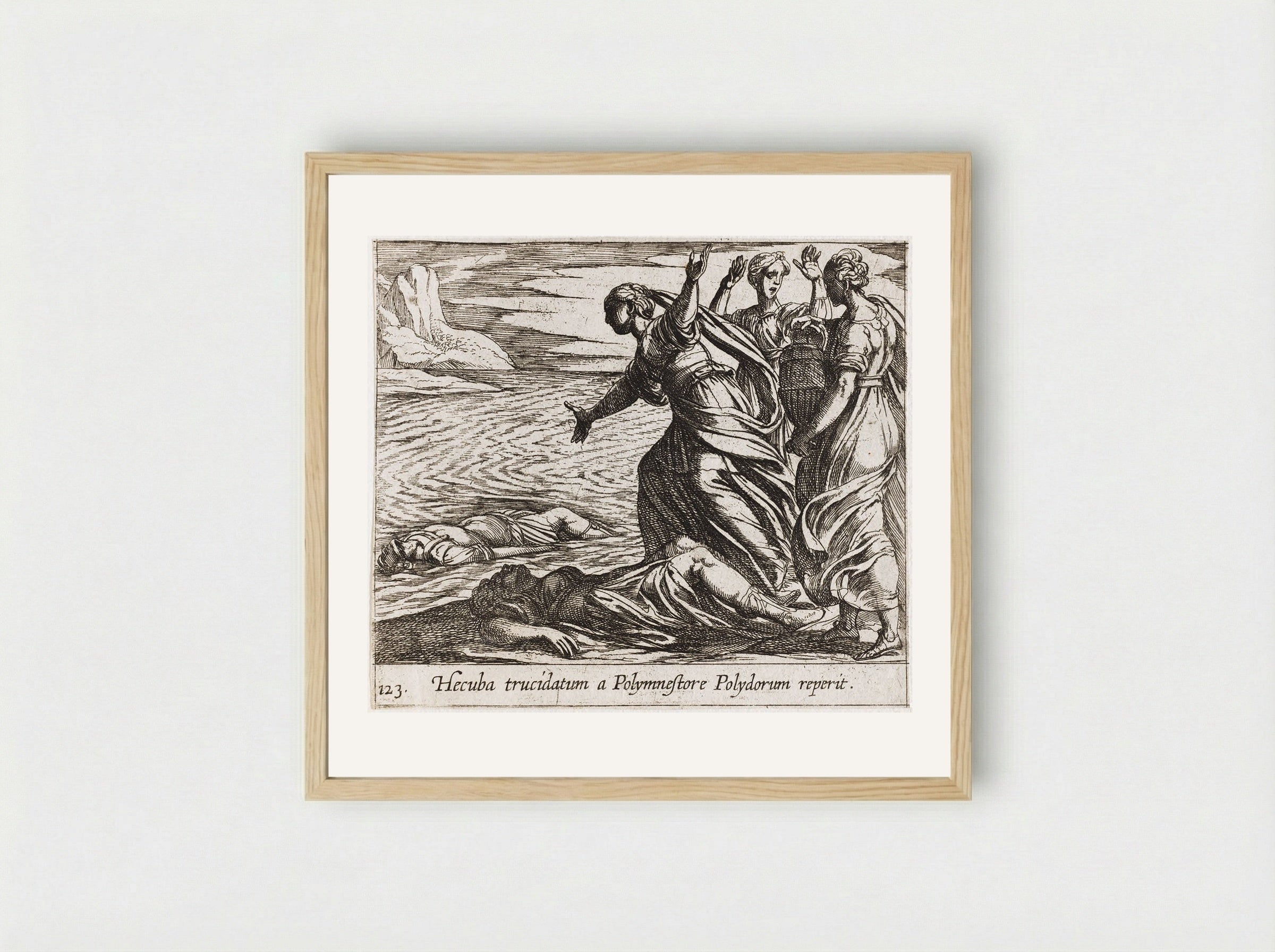 Hecuba Discovering Polydorus's Body - Antonio Tempesta - Framed Print Wood