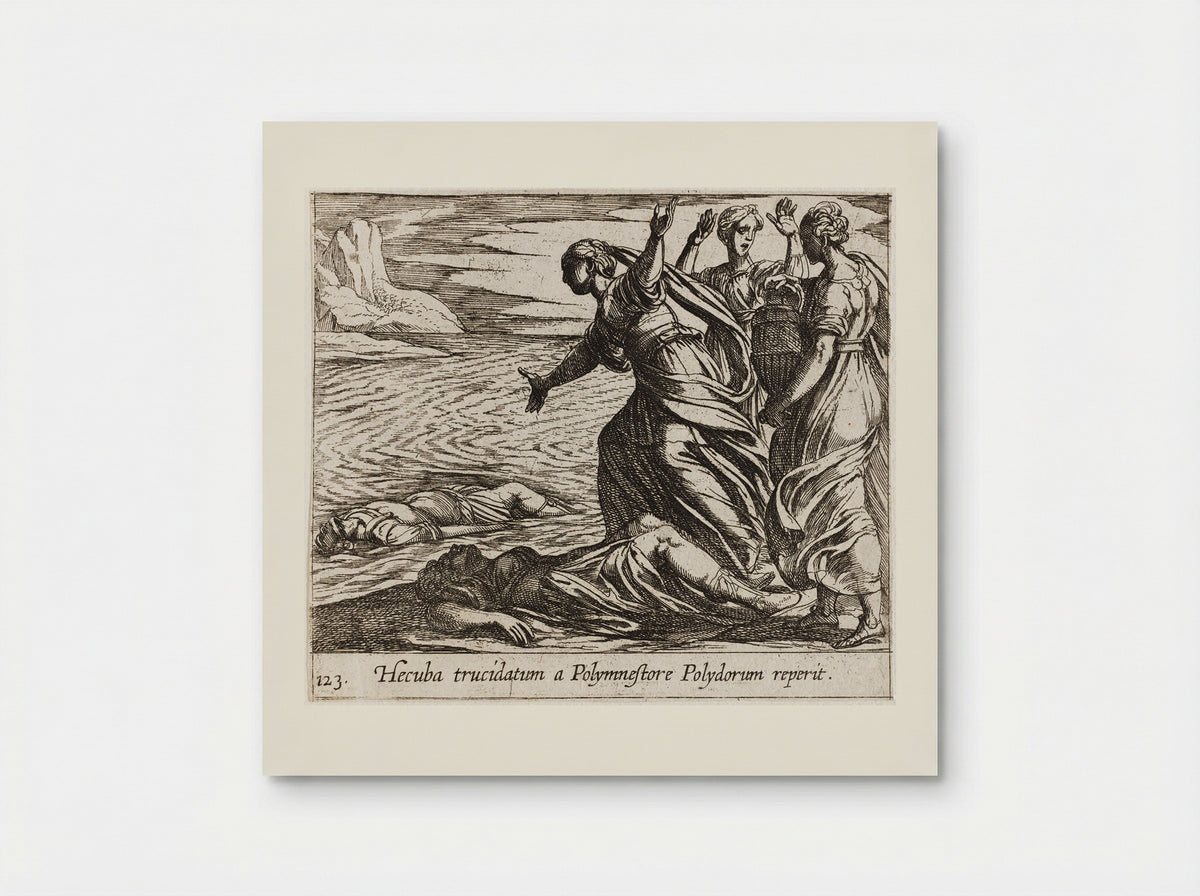Hecuba Discovering Polydorus's Body - Antonio Tempesta - Poster
