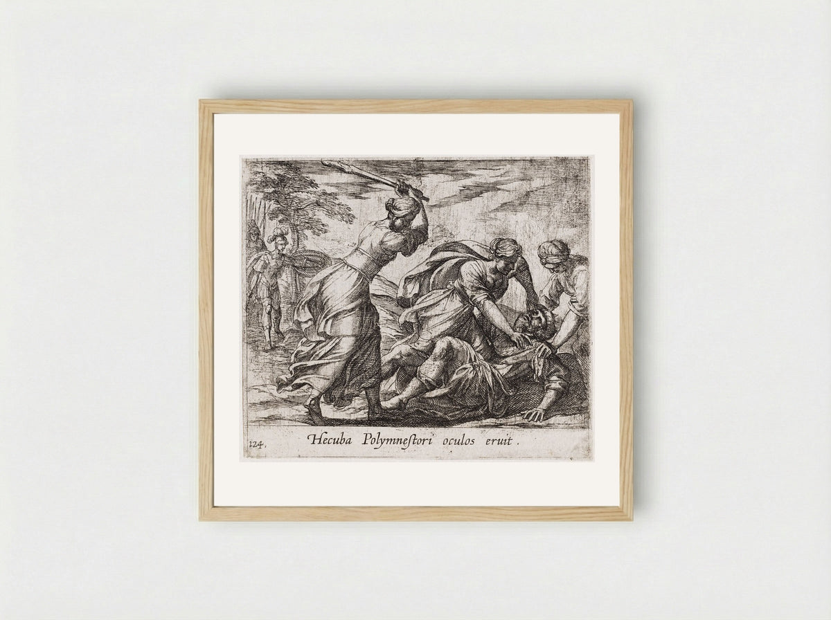 Hecuba and the Trojan Women Murdering Polymestor - Antonio Tempesta - Framed Print Wood