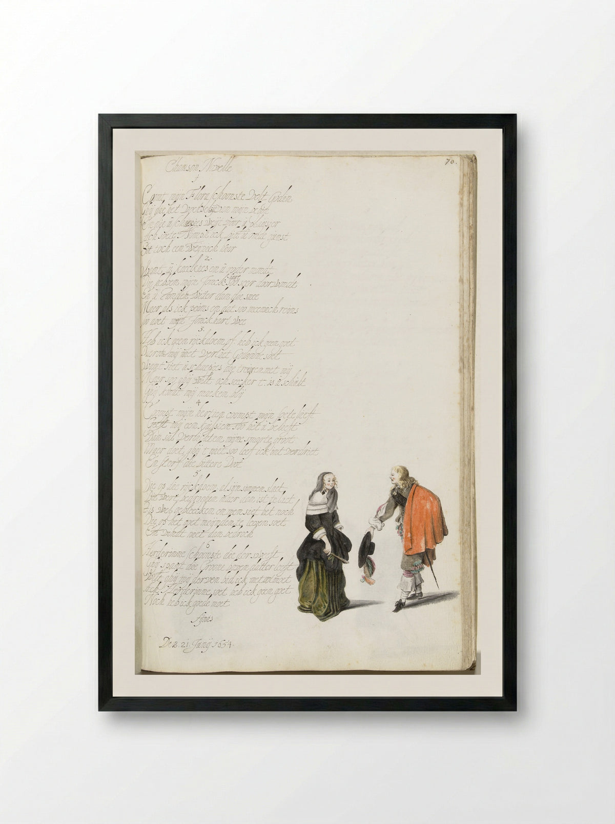 Heer die een dame groet (Gentleman Greeting a Lady) - Gesina ter Borch - Framed Print Black