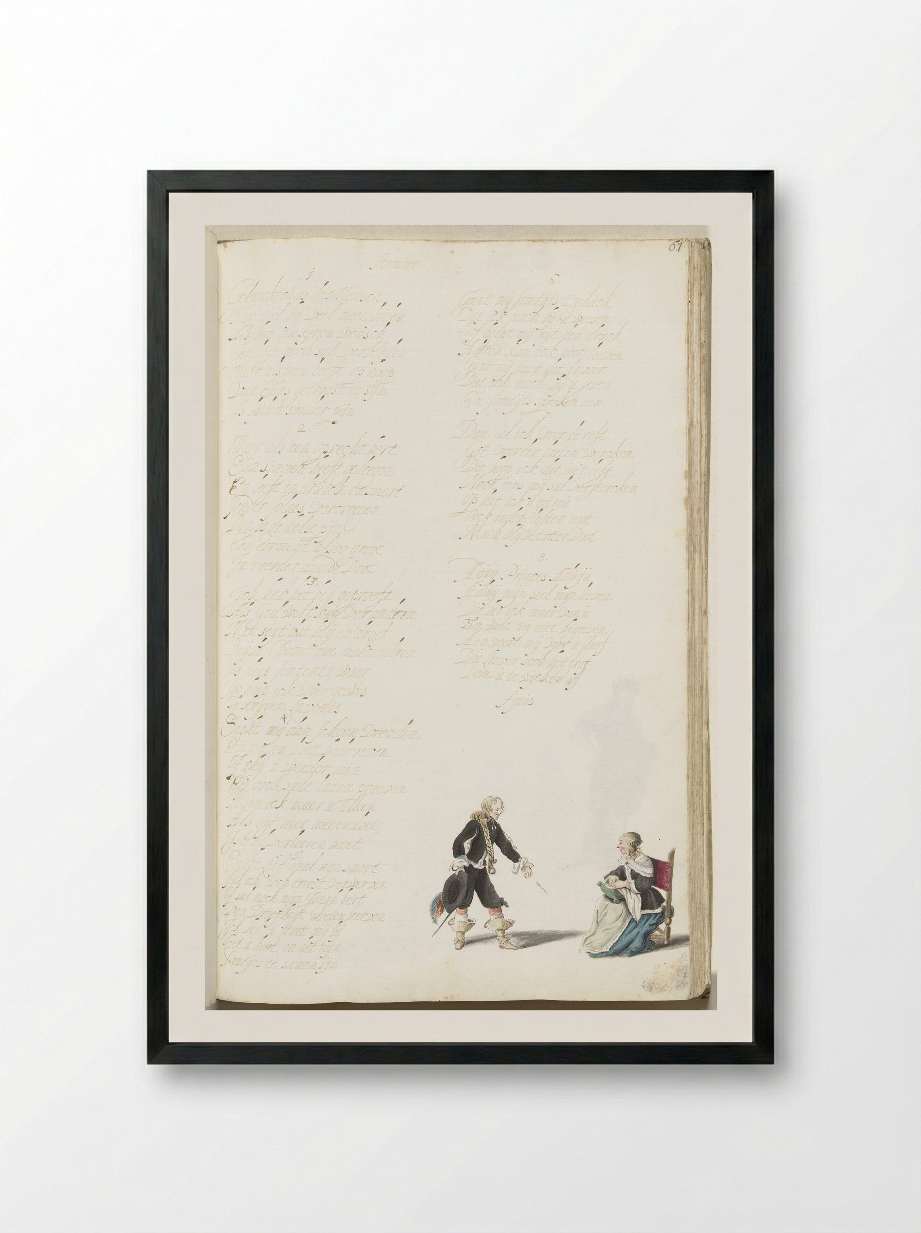 Heer die een dame het hof maakt - Gesina ter Borch - Framed Print Black