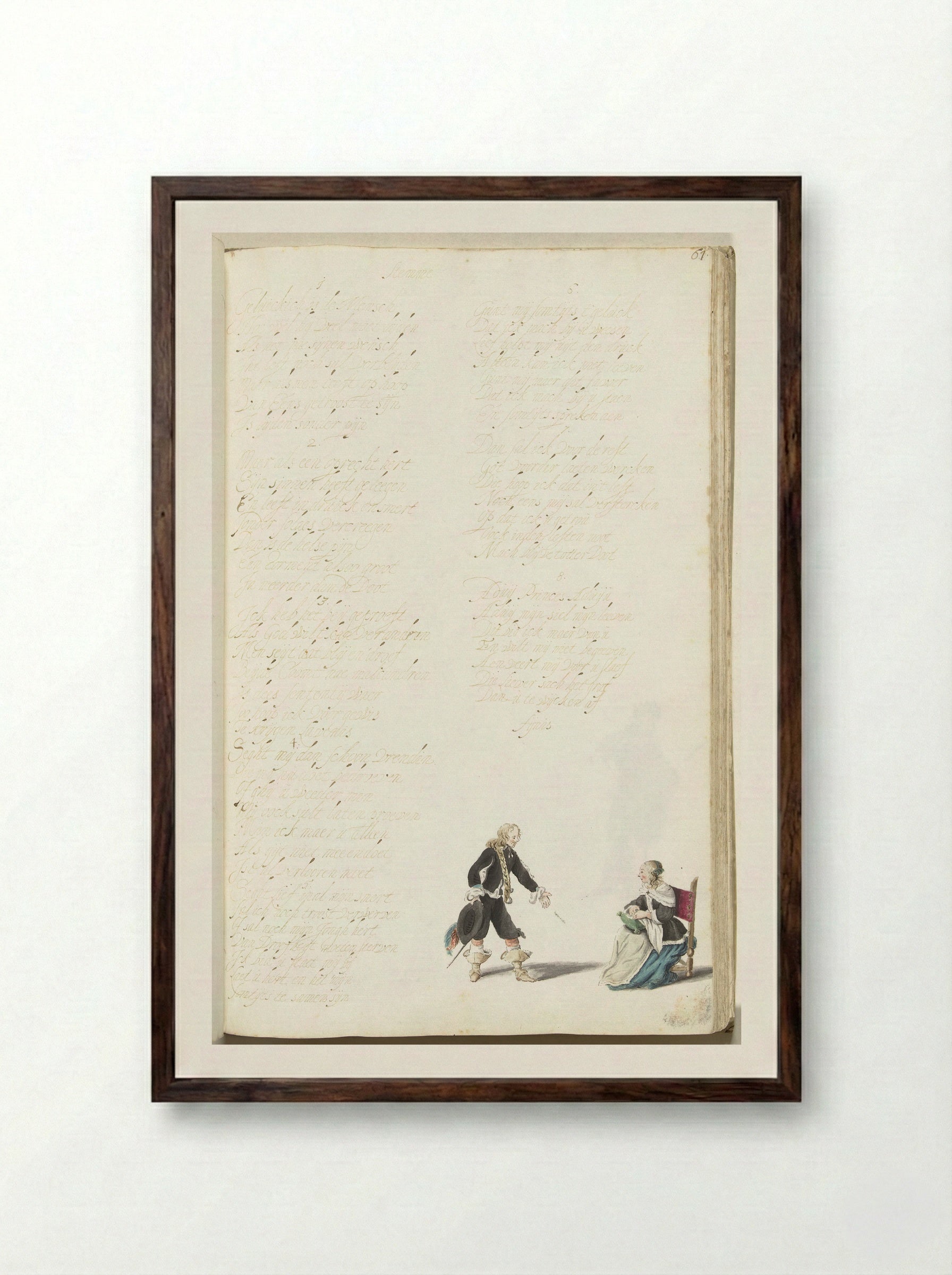 Heer die een dame het hof maakt - Gesina ter Borch - Framed Print Dark Wood