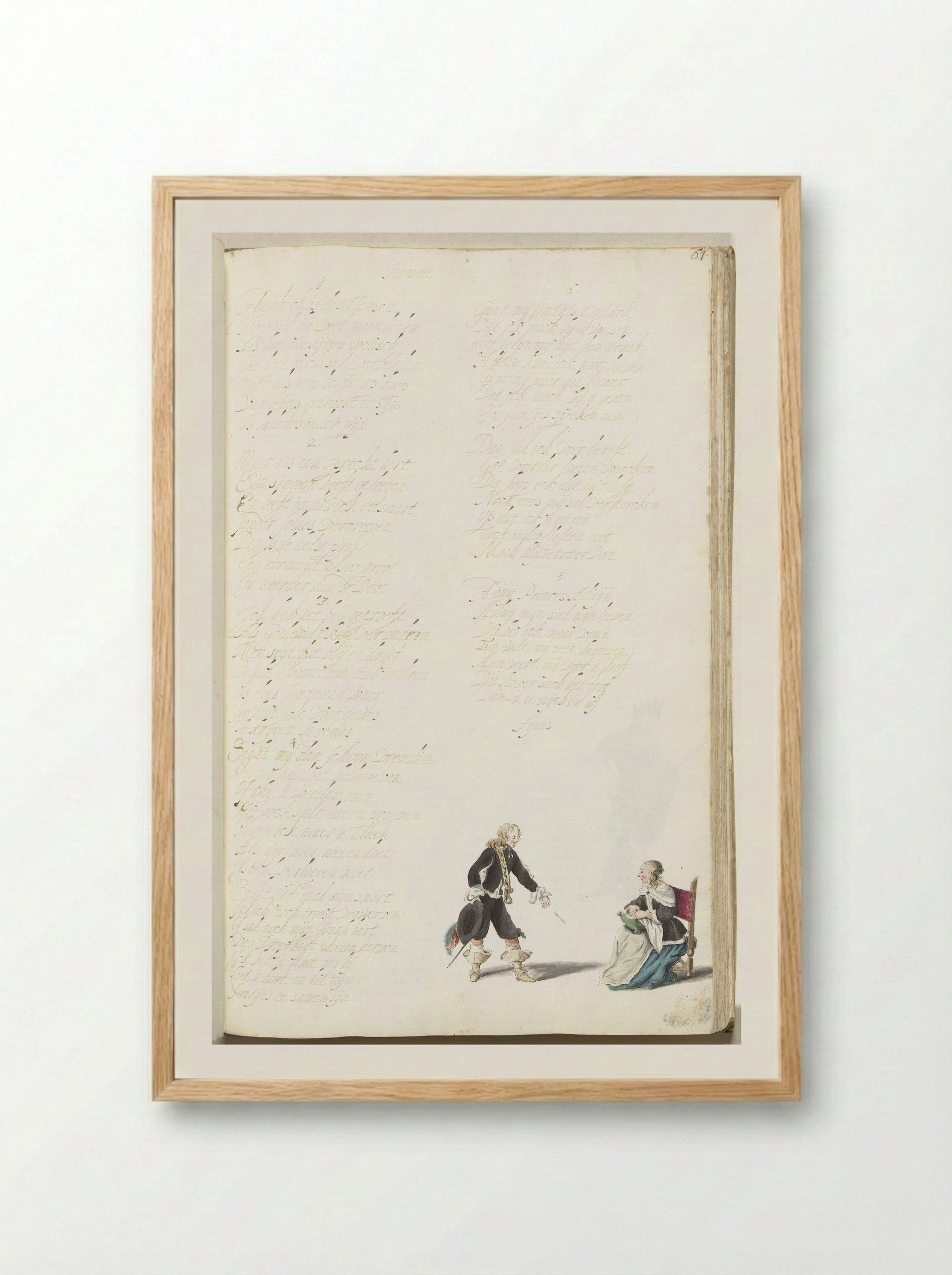 Heer die een dame het hof maakt - Gesina ter Borch - Framed Print Wood