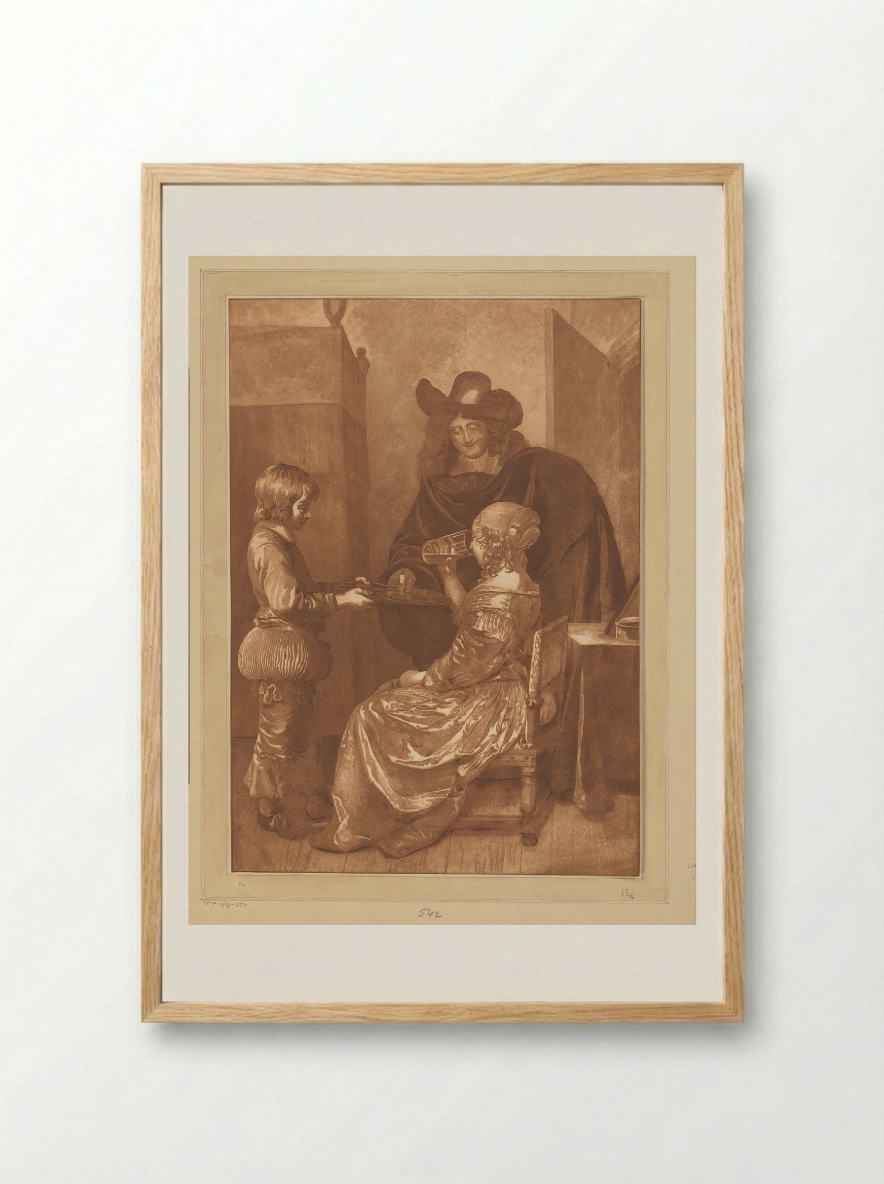 Heer en dame met page - Cornelis Brouwer - Framed Print Wood