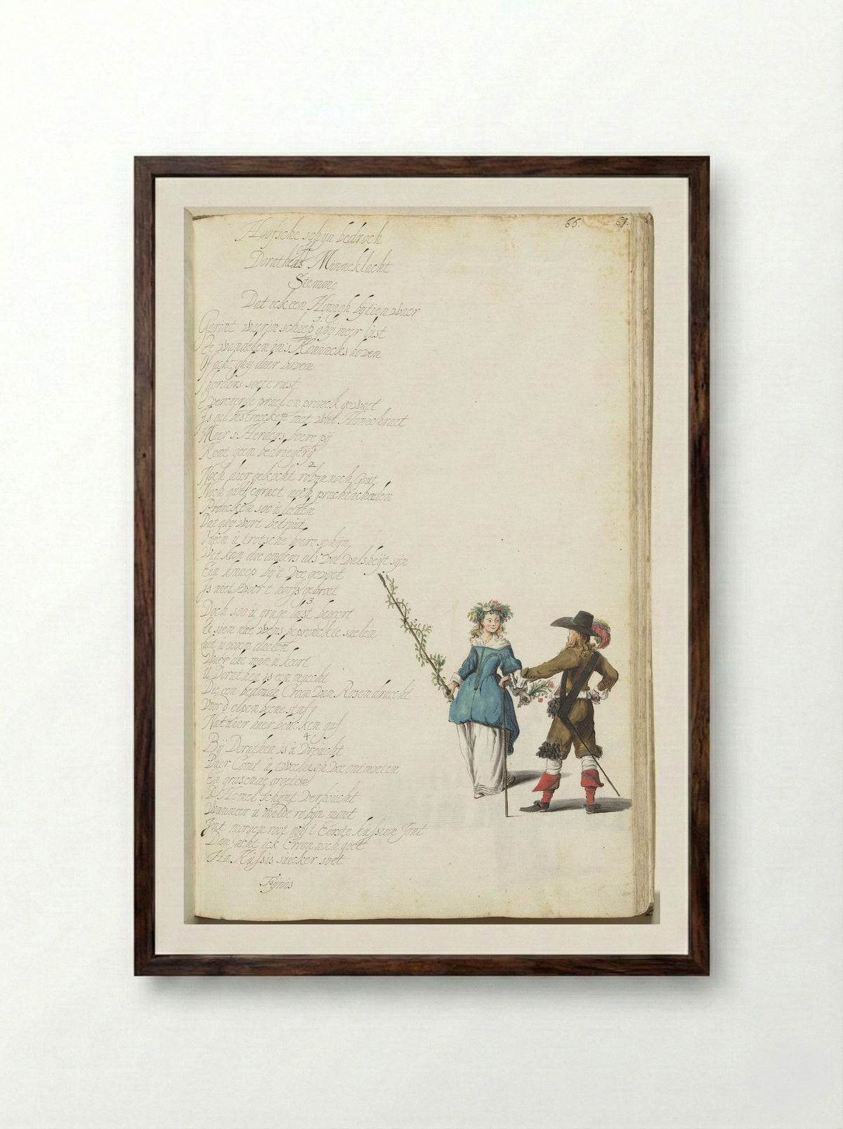 Heer en herderin in gesprek - Gesina ter Borch - Framed Print Dark Wood