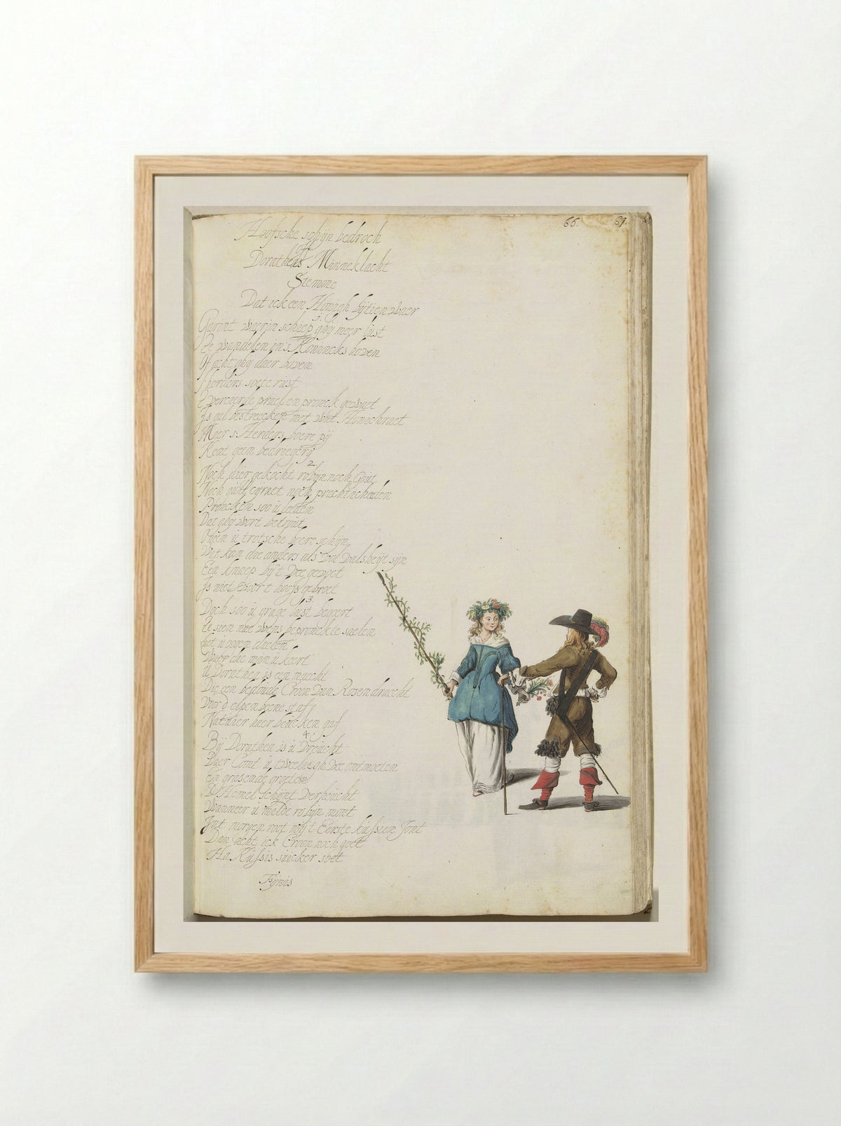Heer en herderin in gesprek - Gesina ter Borch - Framed Print Wood
