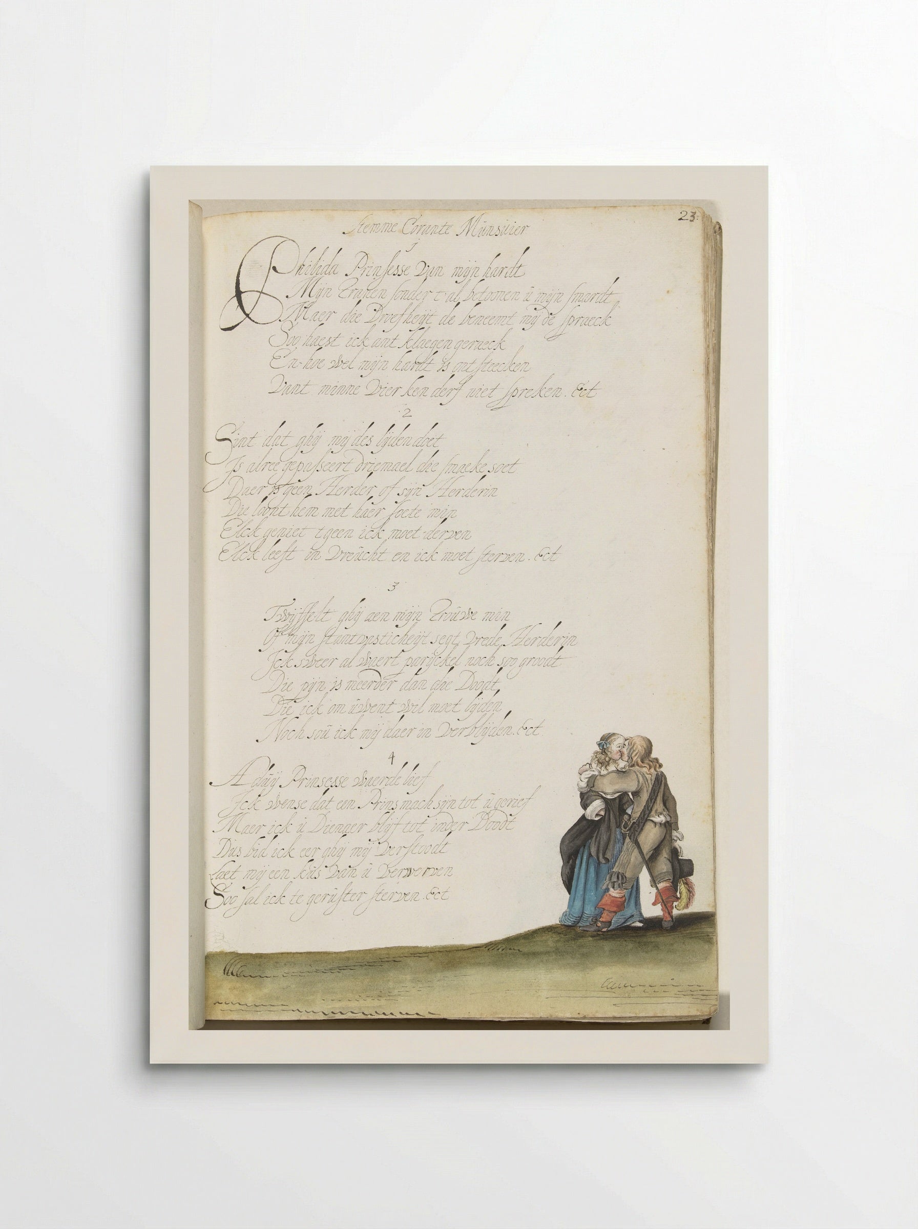 Heer en jongedame in een omhelzing - Gesina ter Borch - Poster