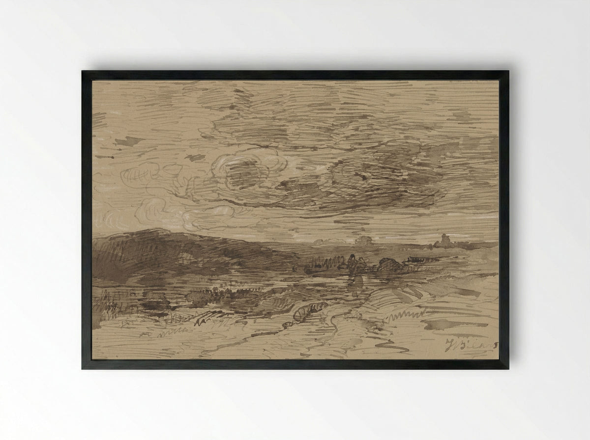 Heide in Drente - Johannes Warnardus Bilders - Framed Print Black