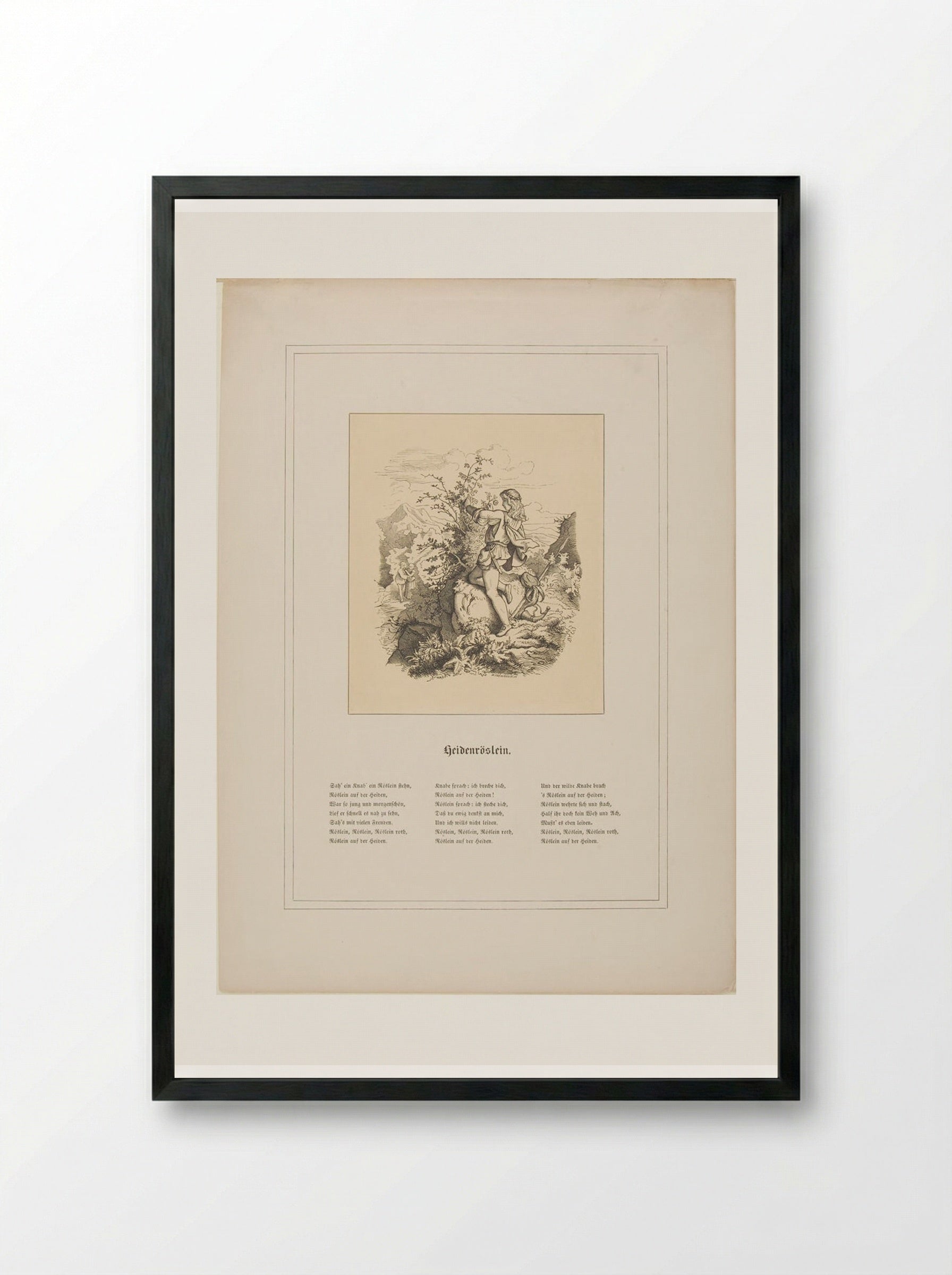 Heidenröslein - Adrian Ludwig Richter - Framed Print Black