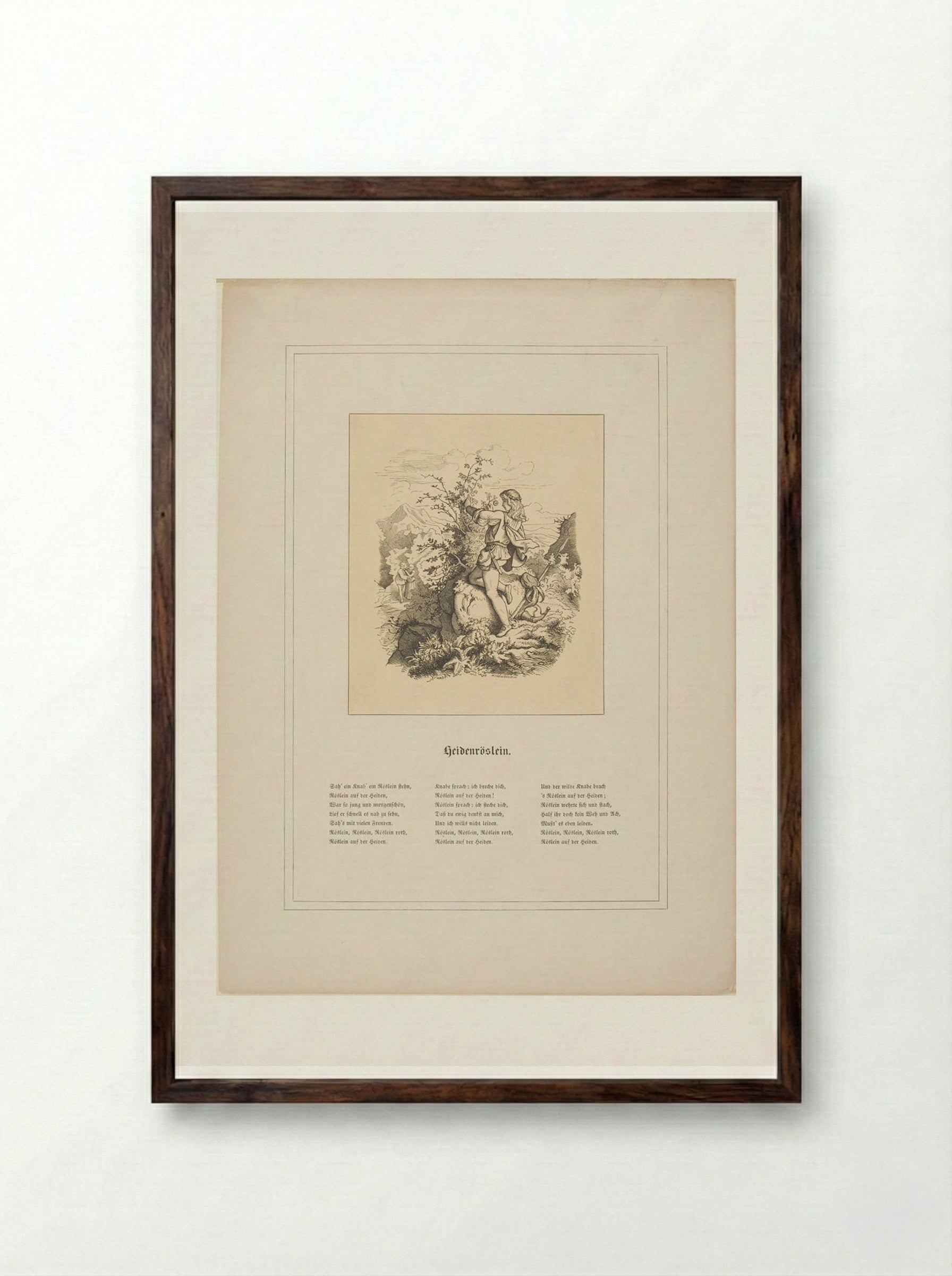 Heidenröslein - Adrian Ludwig Richter - Framed Print Dark Wood