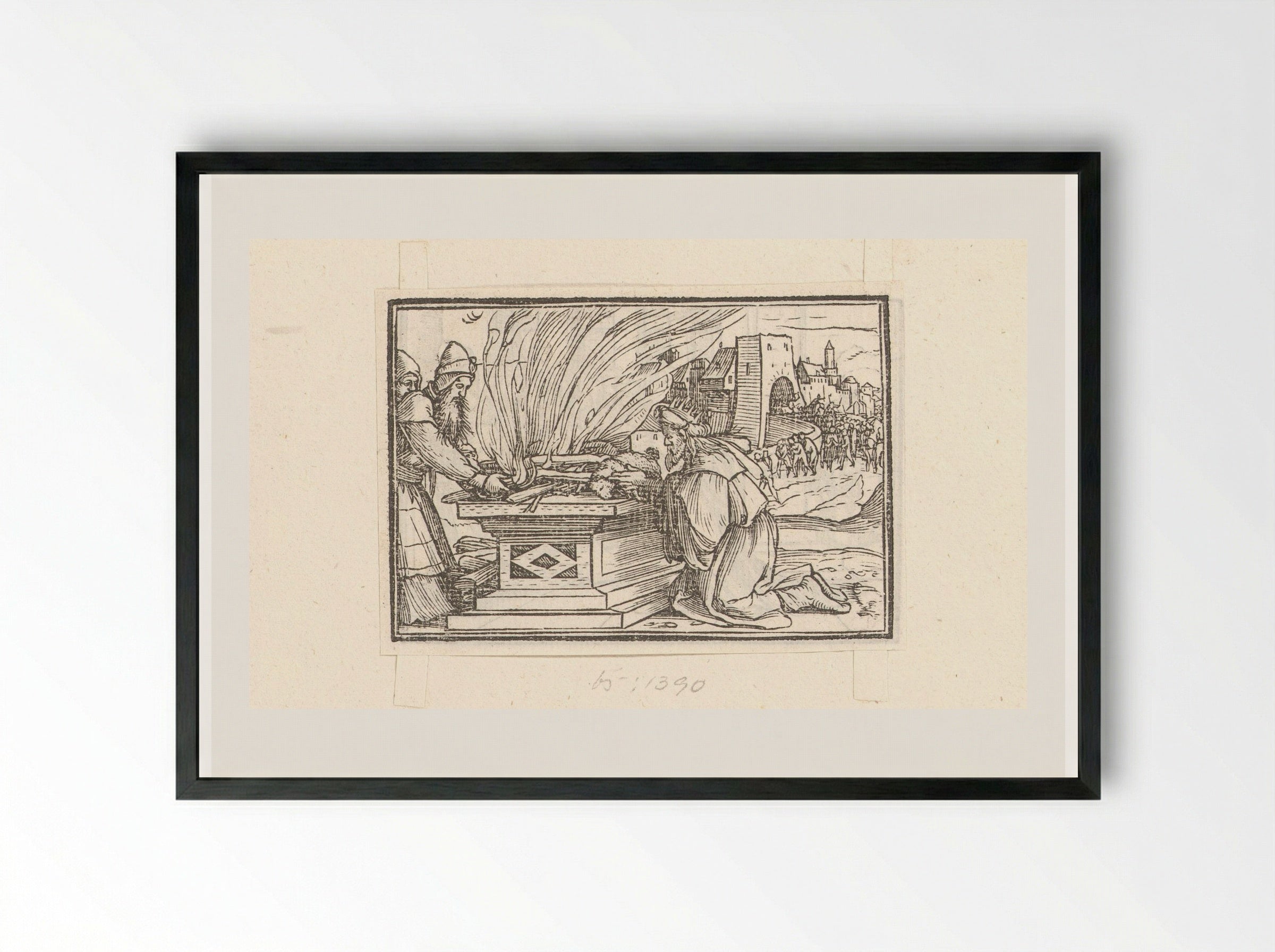Heidens offer van koning Achaz - Veit Rudolf Specklin - Framed Print Black