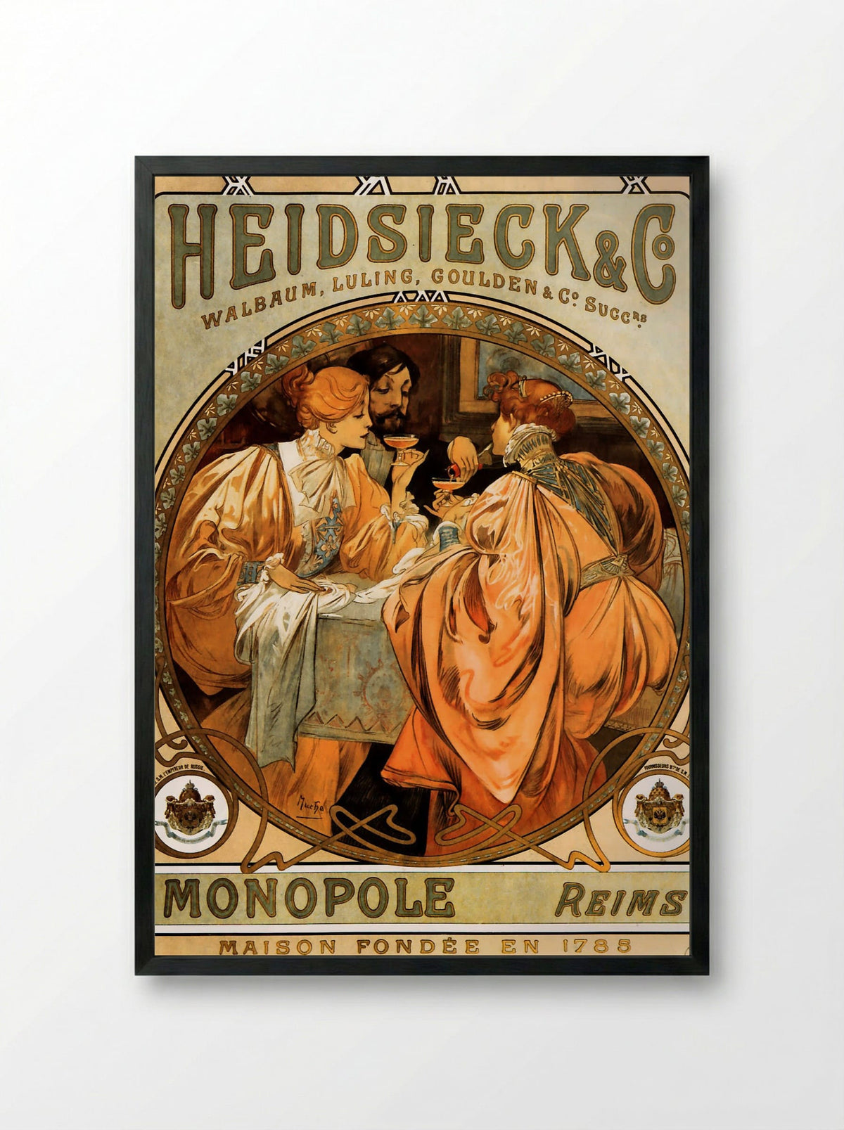 Heidsieck & Co. Monopole - Alphonse Mucha - Framed Print Black
