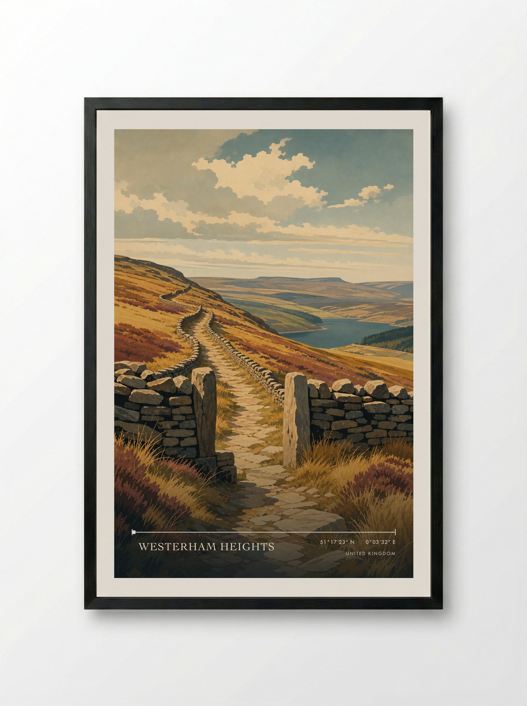 Heights United Kingdom Travel Poster - Framed Print Black