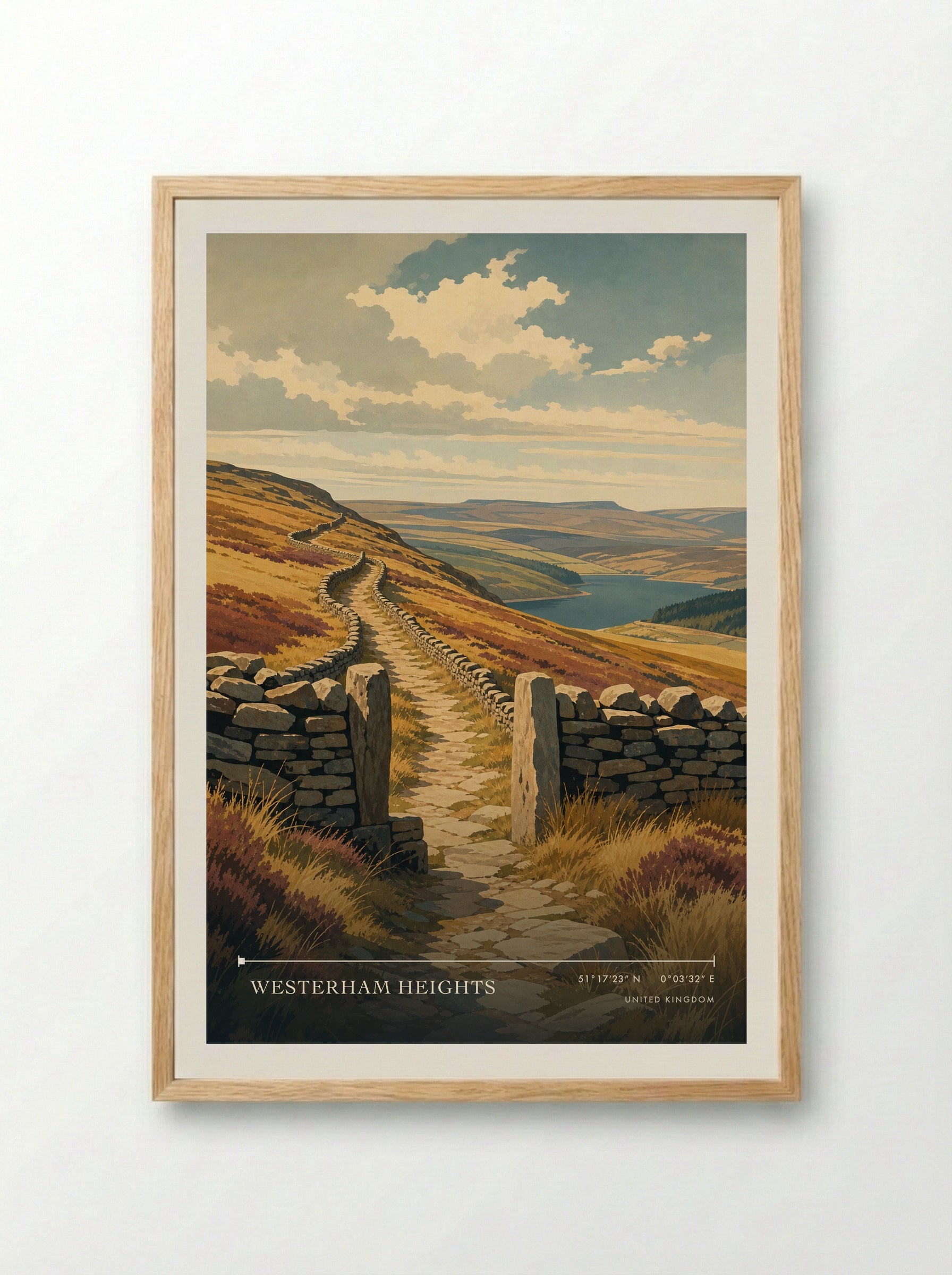 Heights United Kingdom Travel Poster - Framed Print Wood